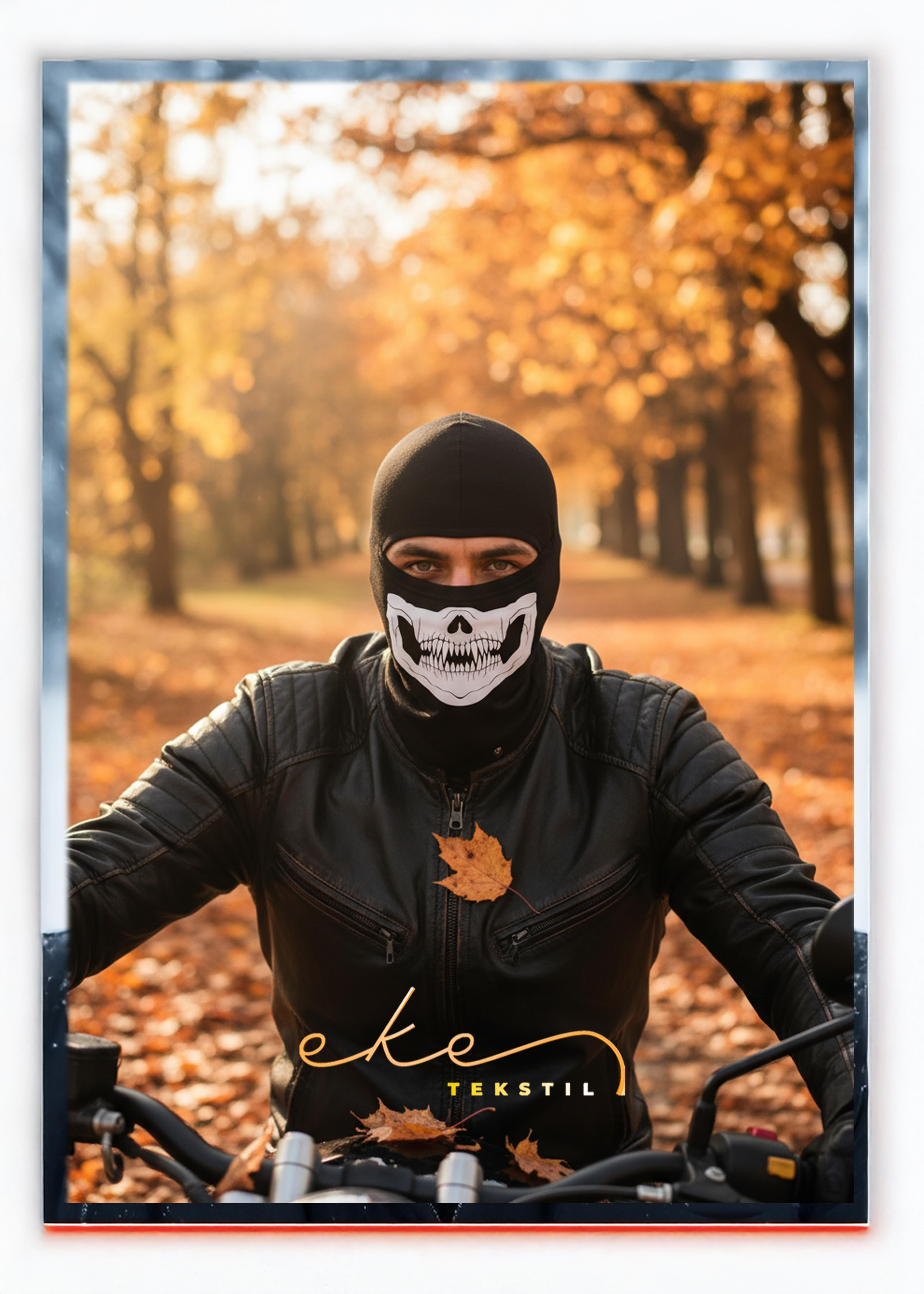 Unisex Baskılı Motorcu Termal Kar Maskesi