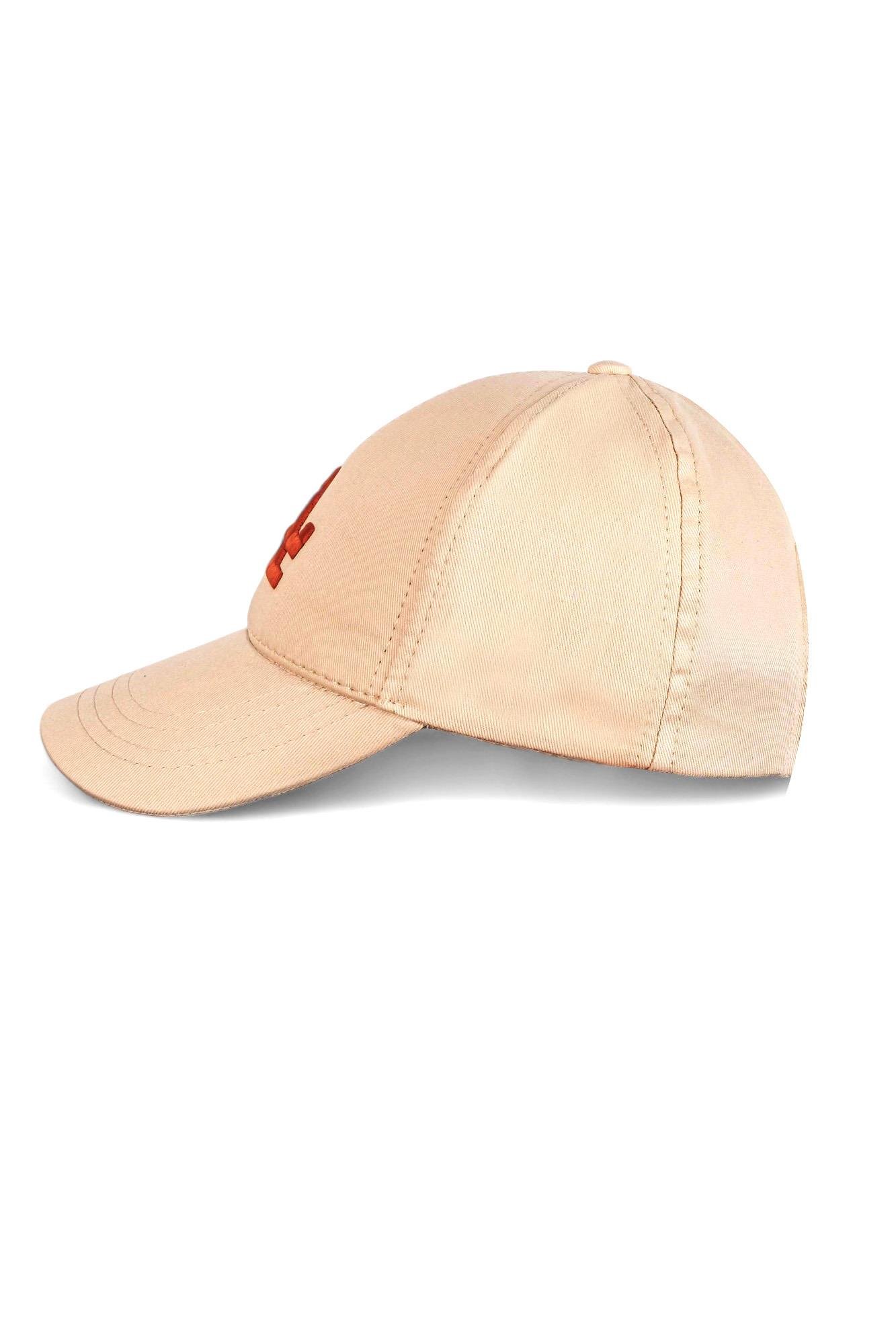 Unisex Bej Renk Kiremit Logo Beyzbol LA Şapka