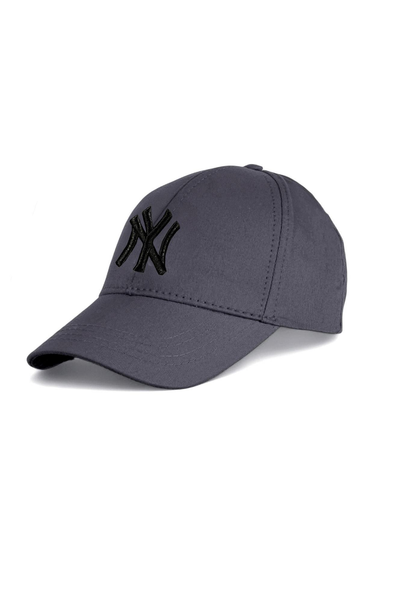 Unisex Gri Renk Siyah Logo Beyzbol Ny New York Şapka