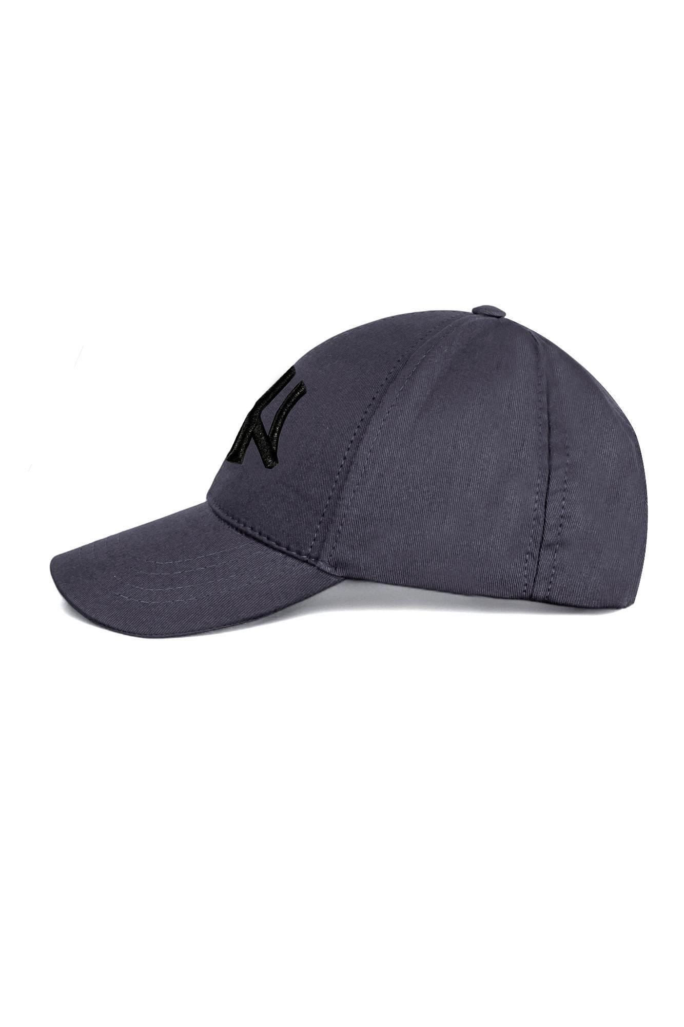 Unisex Gri Renk Siyah Logo Beyzbol Ny New York Şapka