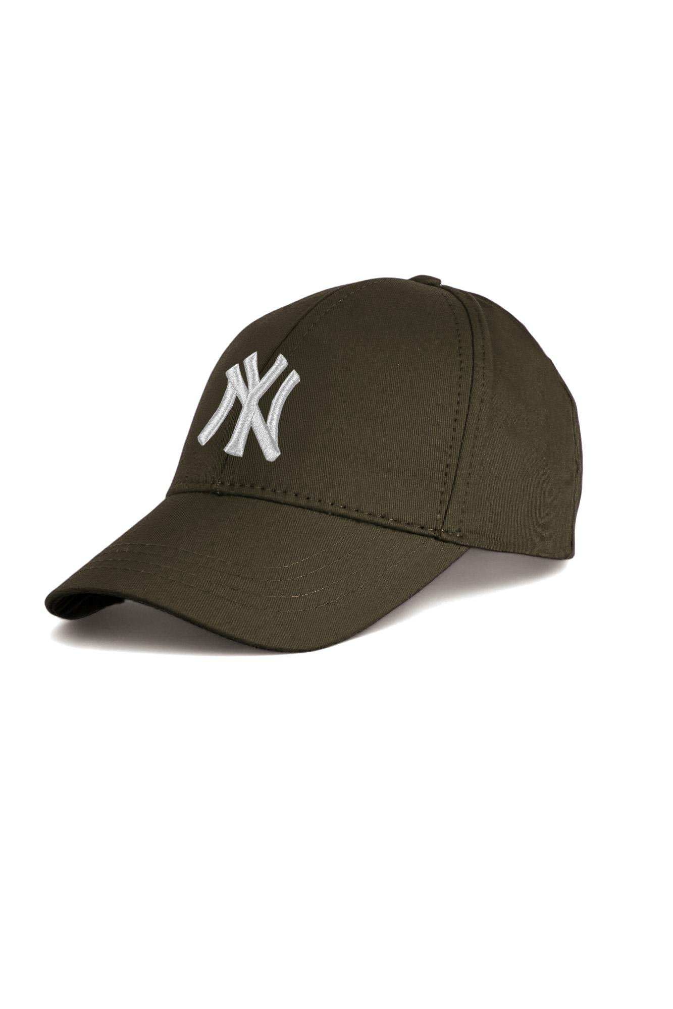 Unisex Haki Renk Beyaz Logo Beyzbol Ny New York Şapka