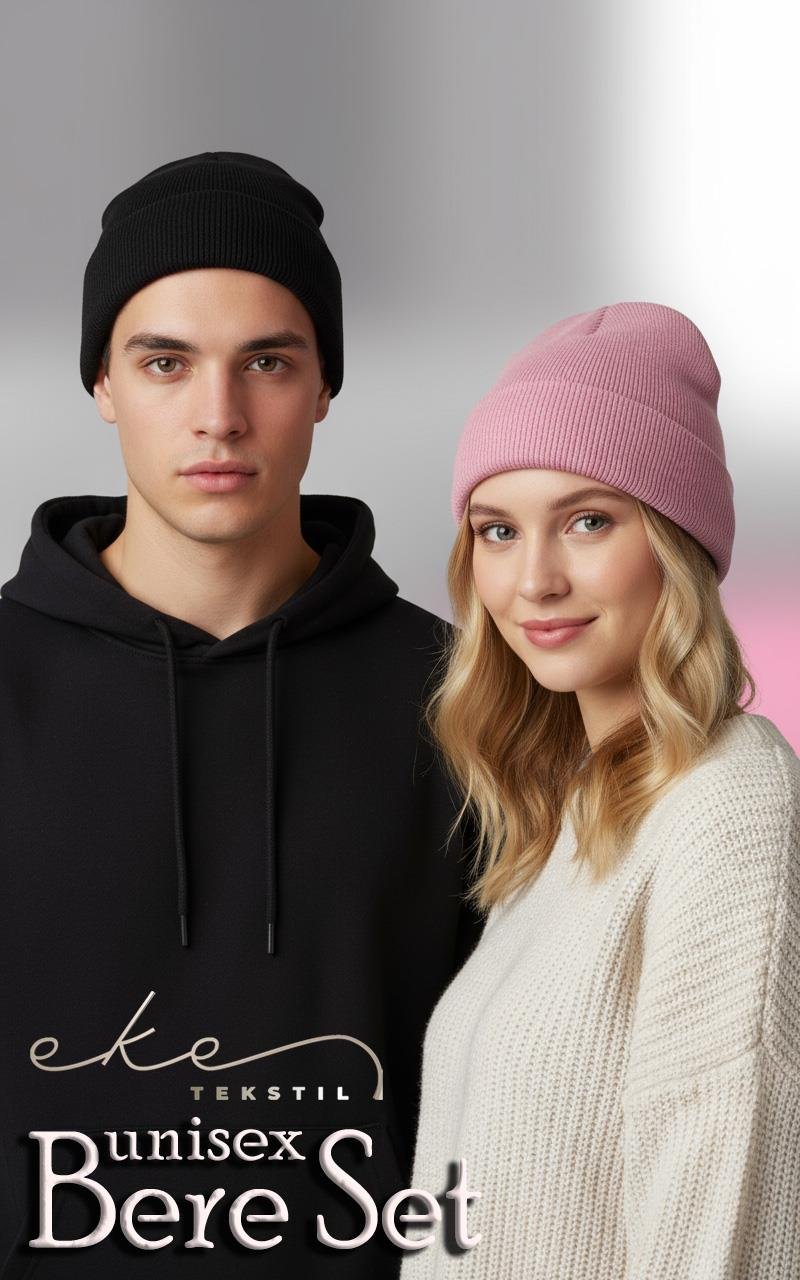 Unisex Katlamalı ANTRASİT,SİYAH 2'Lİ Bere Seti EKEBERESETİ2LİYENİ