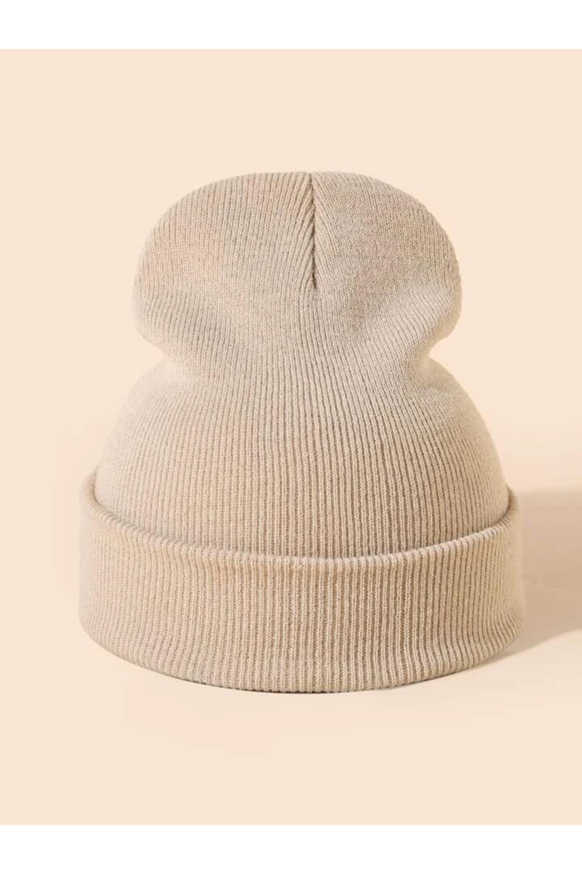 Unisex Katlamalı Kışlık Örme Bere