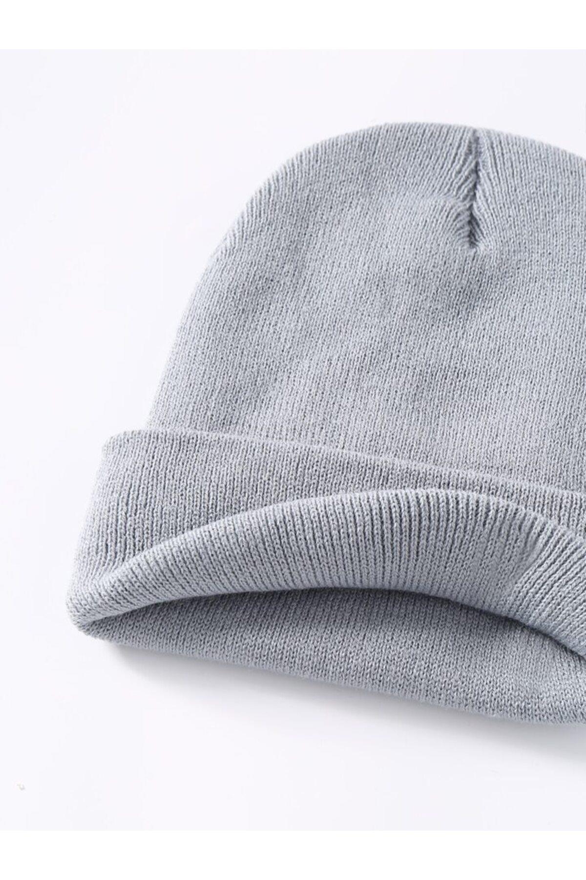 Unisex Katlamalı Kışlık Örme Bere
