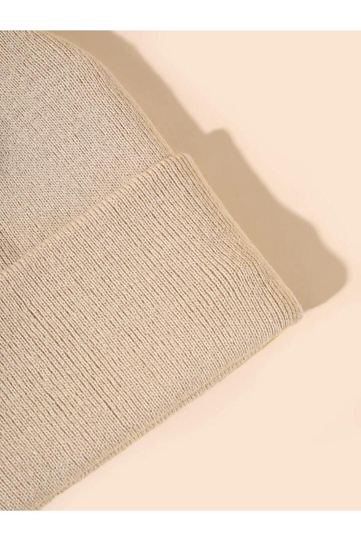 Unisex Katlamalı Kışlık Örme Bere