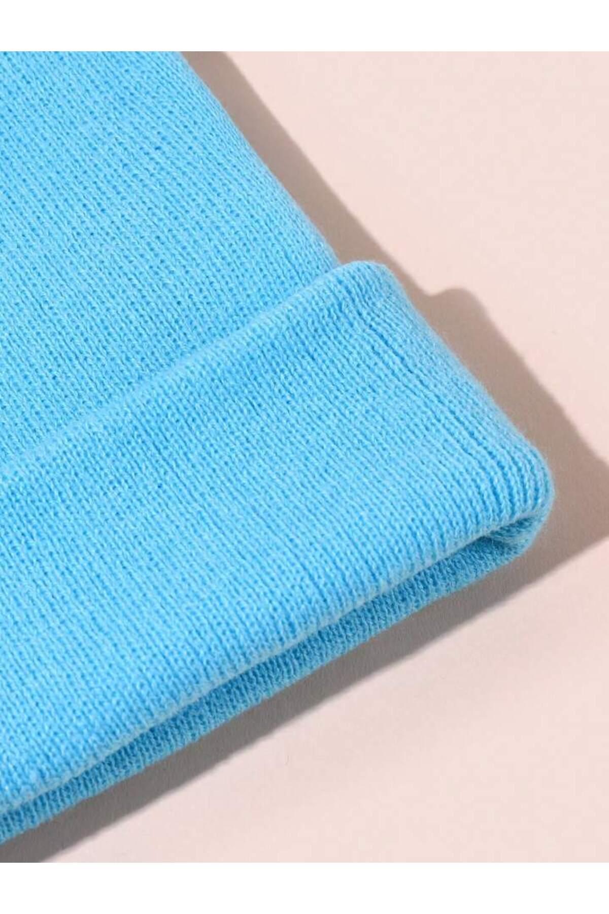 Unisex Katlamalı Kışlık Örme Bere