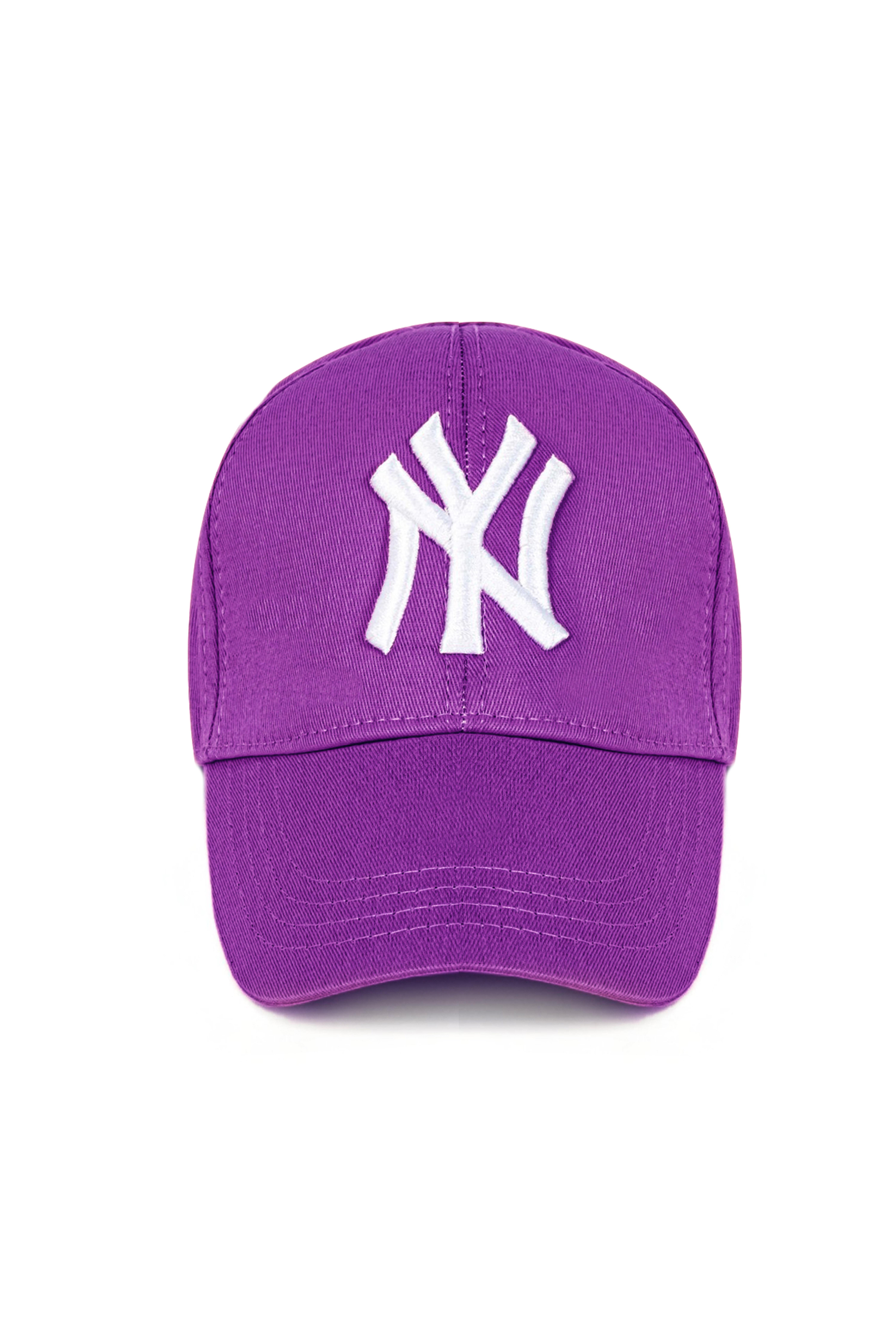 Unisex Mor Renk Beyaz Logo Beyzbol Ny New York Şapka