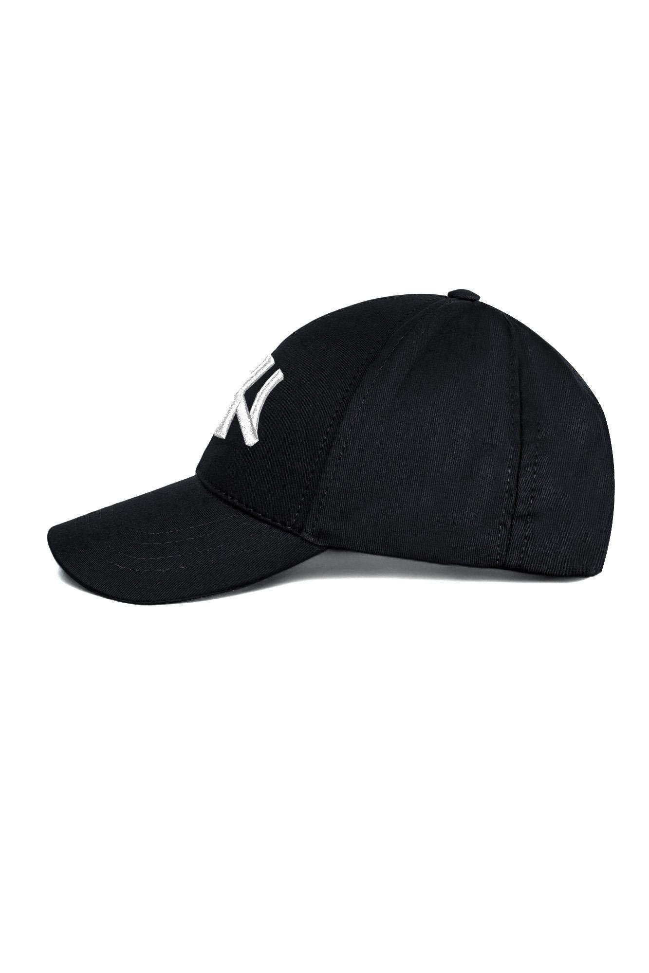Unisex Siyah Renk Beyaz Logo Beyzbol Ny New York Şapka