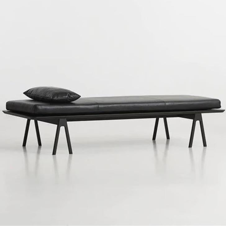 Napolyon Siyah Gerçek Deri Level Daybed