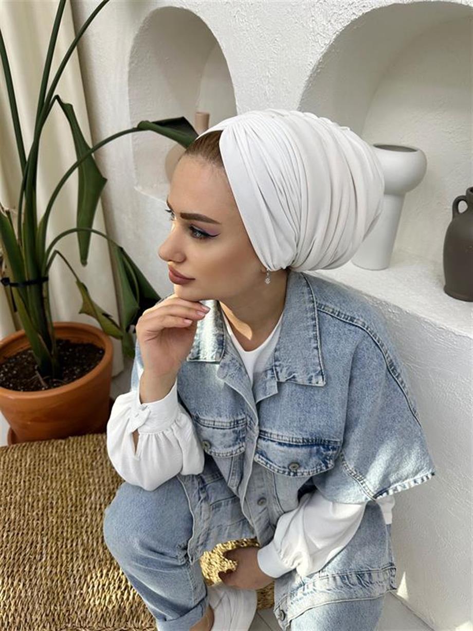 DRAPE DOLGULU BONE BEYAZ