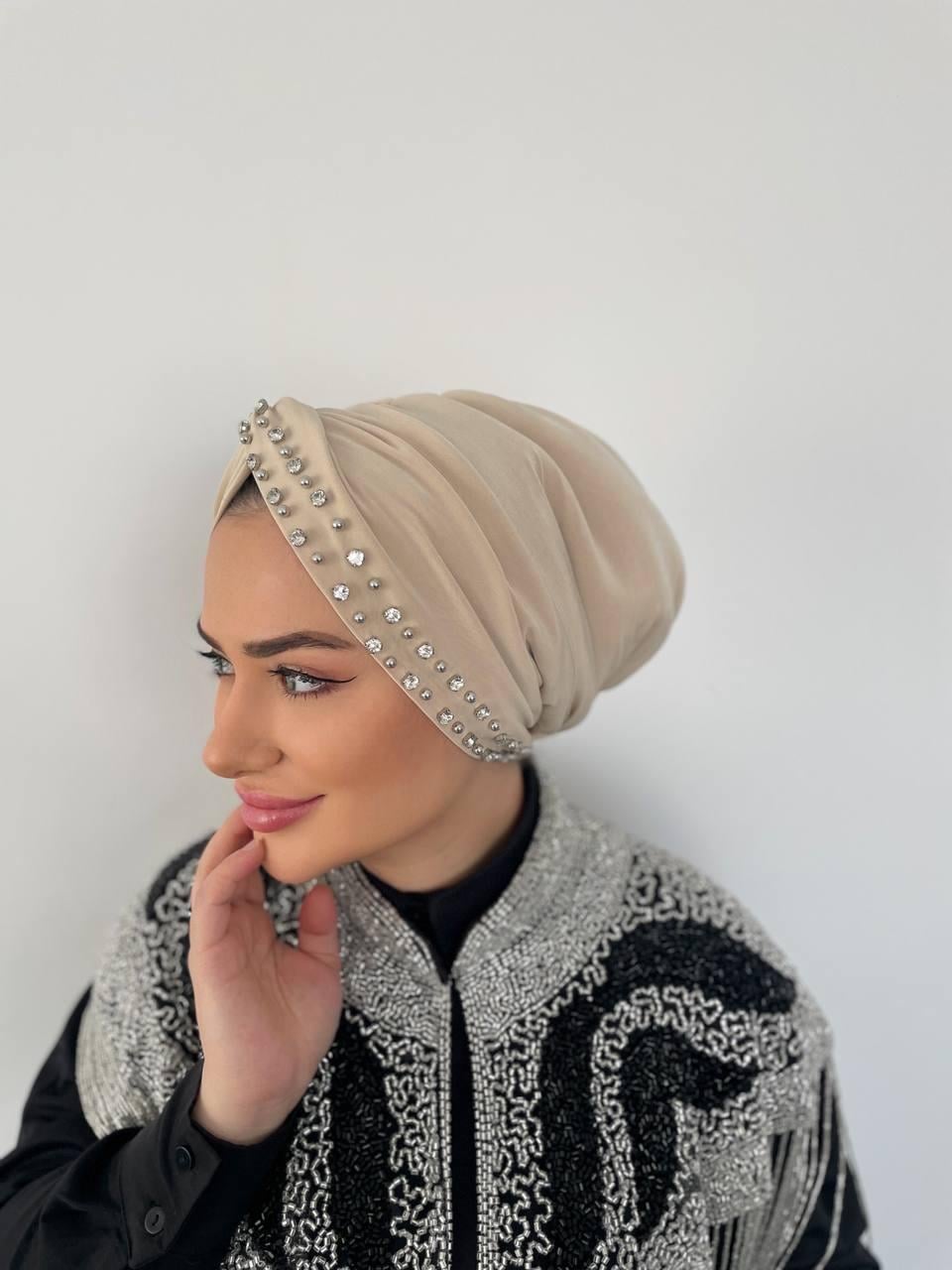 DÜĞÜM BONE DOLGULU TEK ŞERİT İNCİLİ BEJ