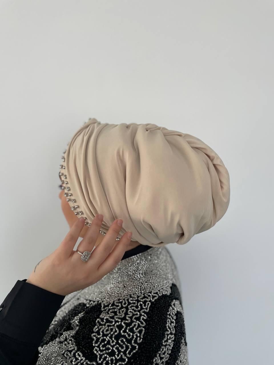 DÜĞÜM BONE DOLGULU TEK ŞERİT İNCİLİ BEJ