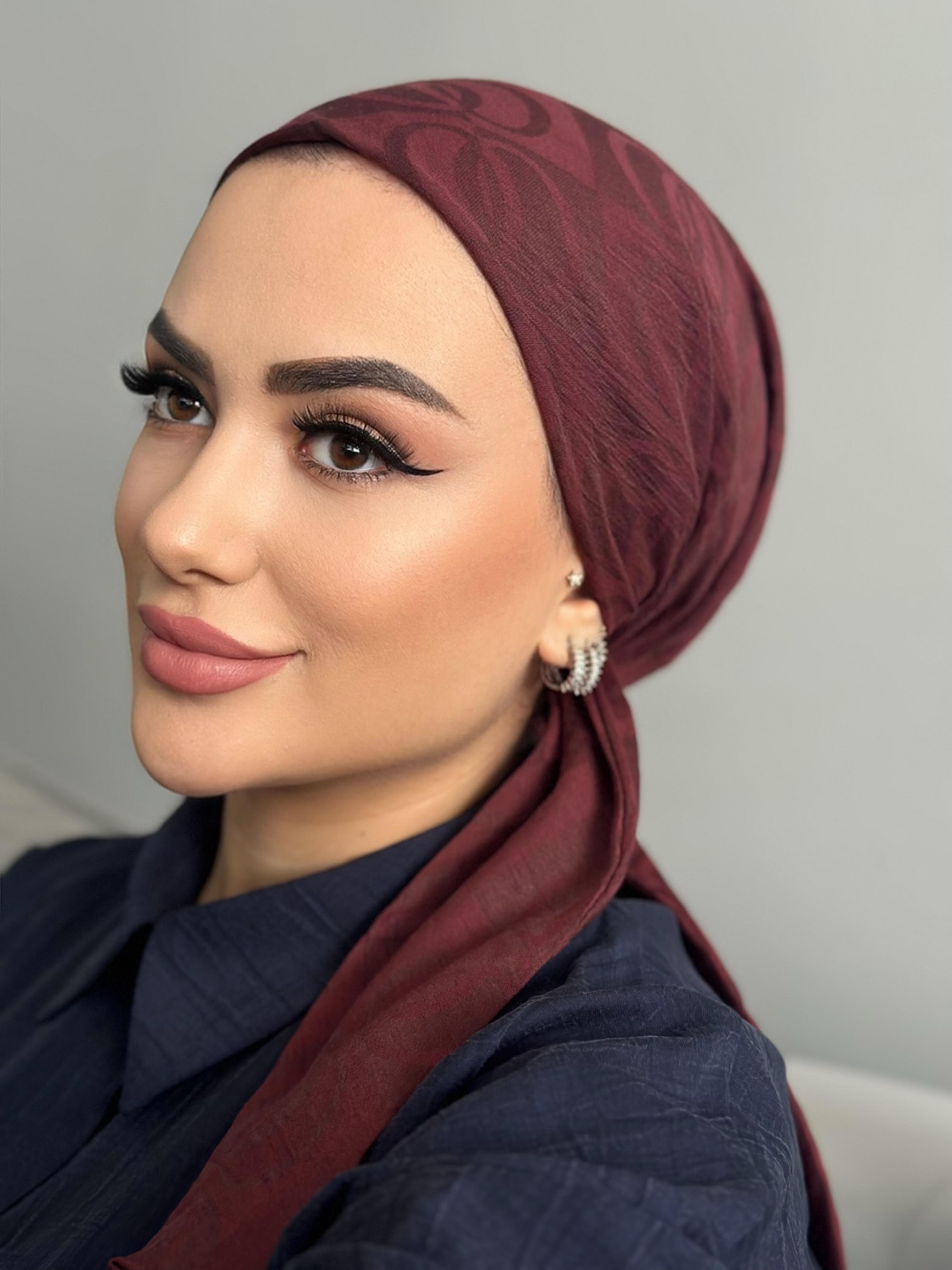 TREND ŞAL İMANNOR ( dama desen ) bordo 