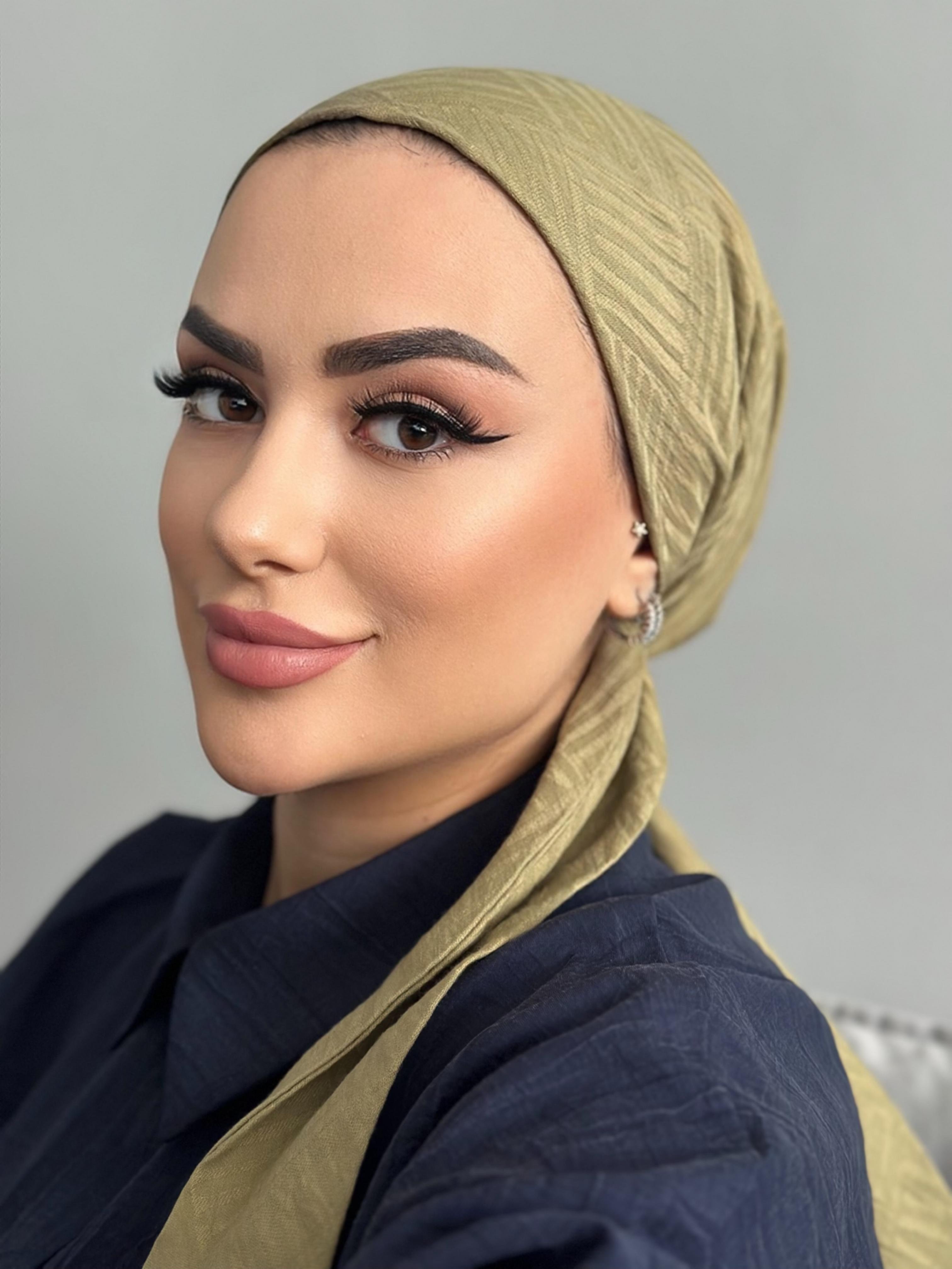 TREND ŞAL İMANNOR ( kare desen ) YAĞ YEŞİLİ