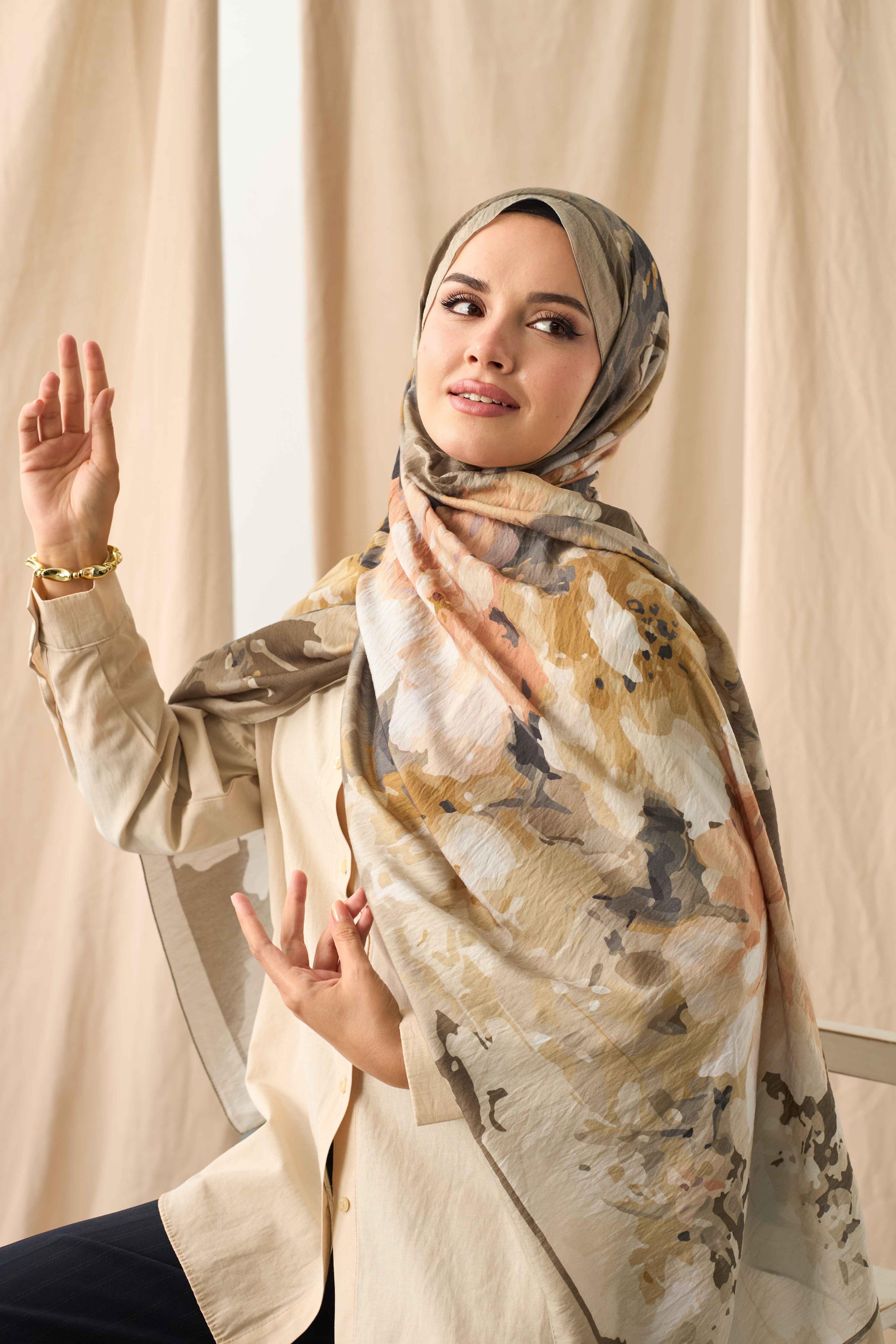 DESENLİ MODAL ŞAL BEJ