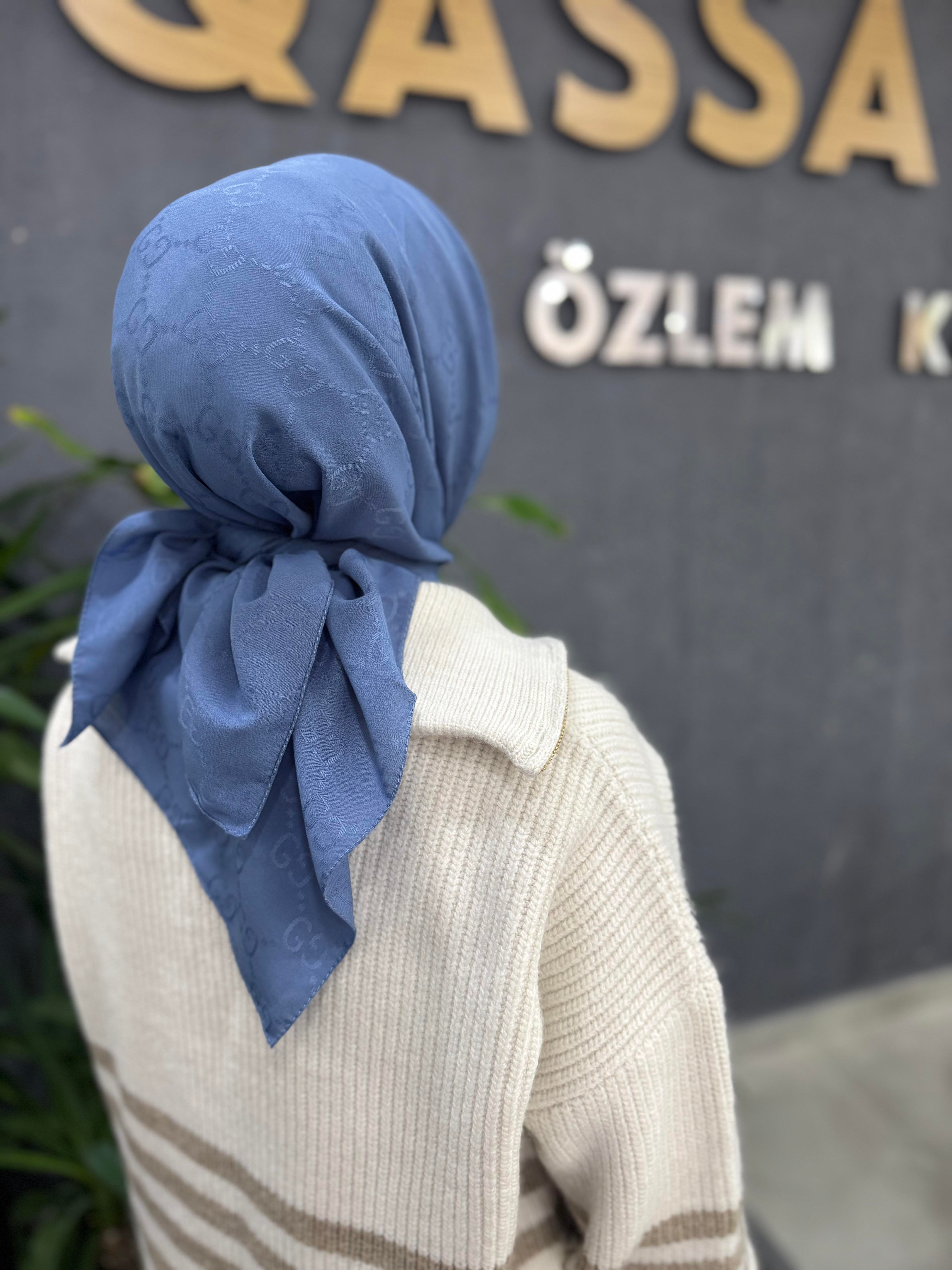 G DESEN EŞARP AÇIK İNDİGO