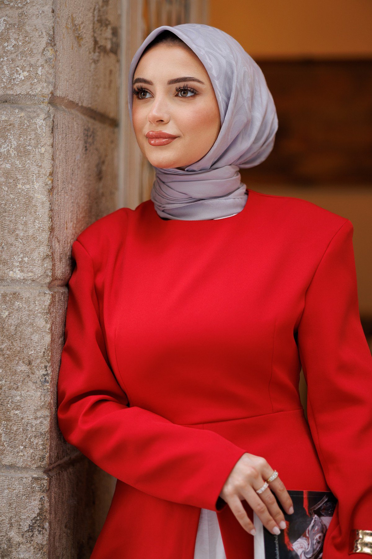 G DESEN EŞARP GÜMÜŞ GRİ