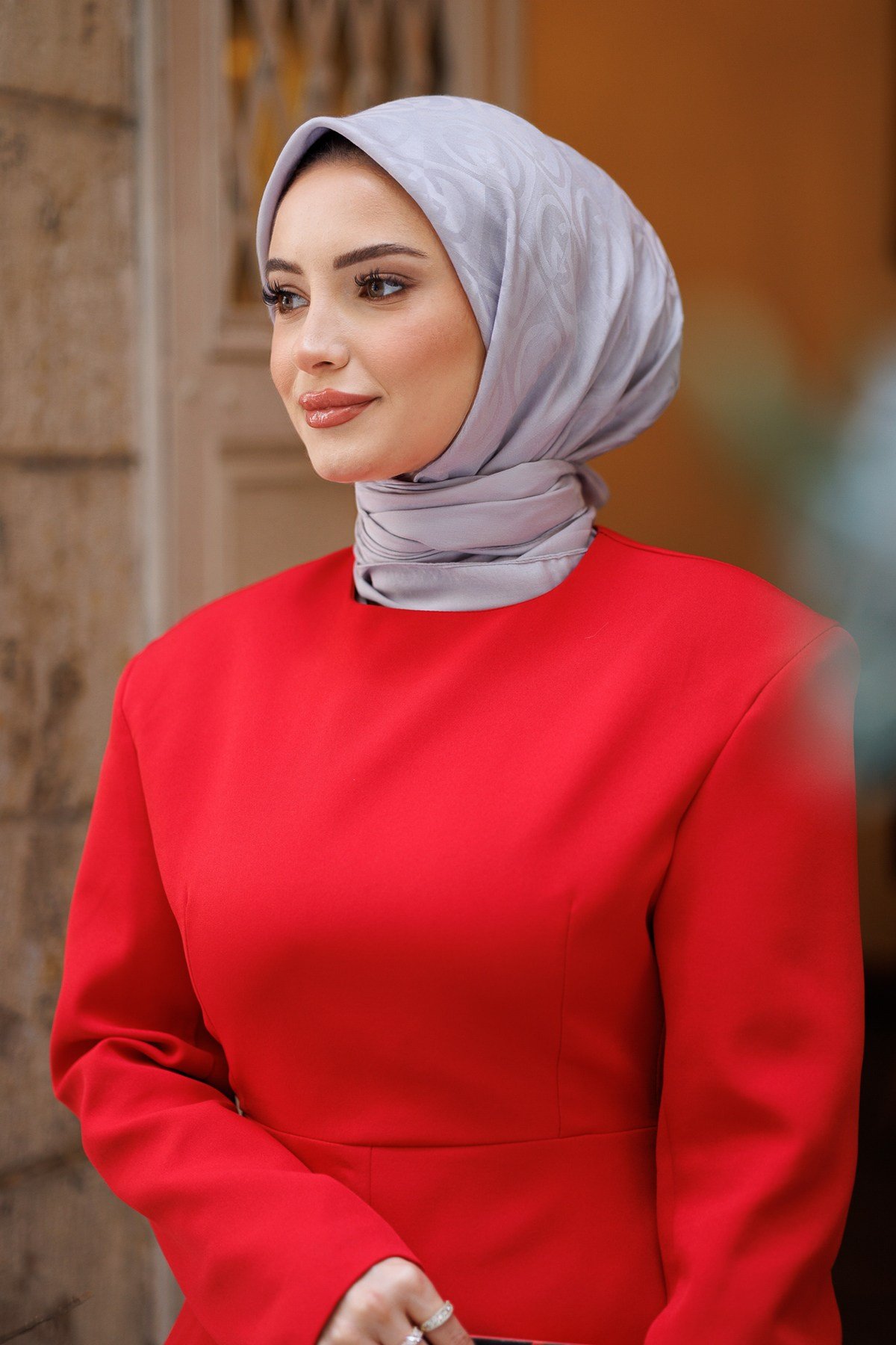 G DESEN EŞARP GÜMÜŞ GRİ