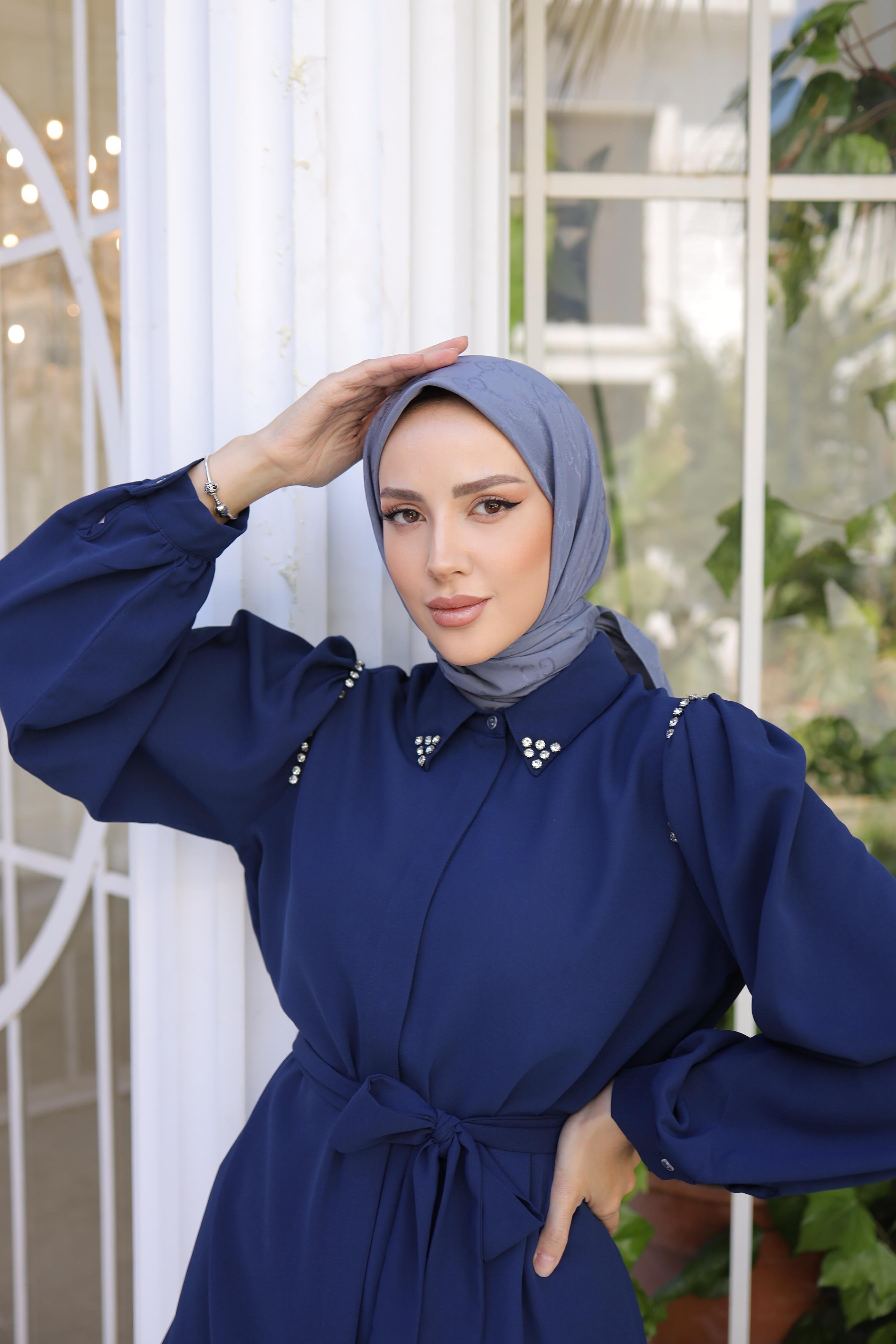 G DESEN EŞARP KÜLLÜ MAVİ