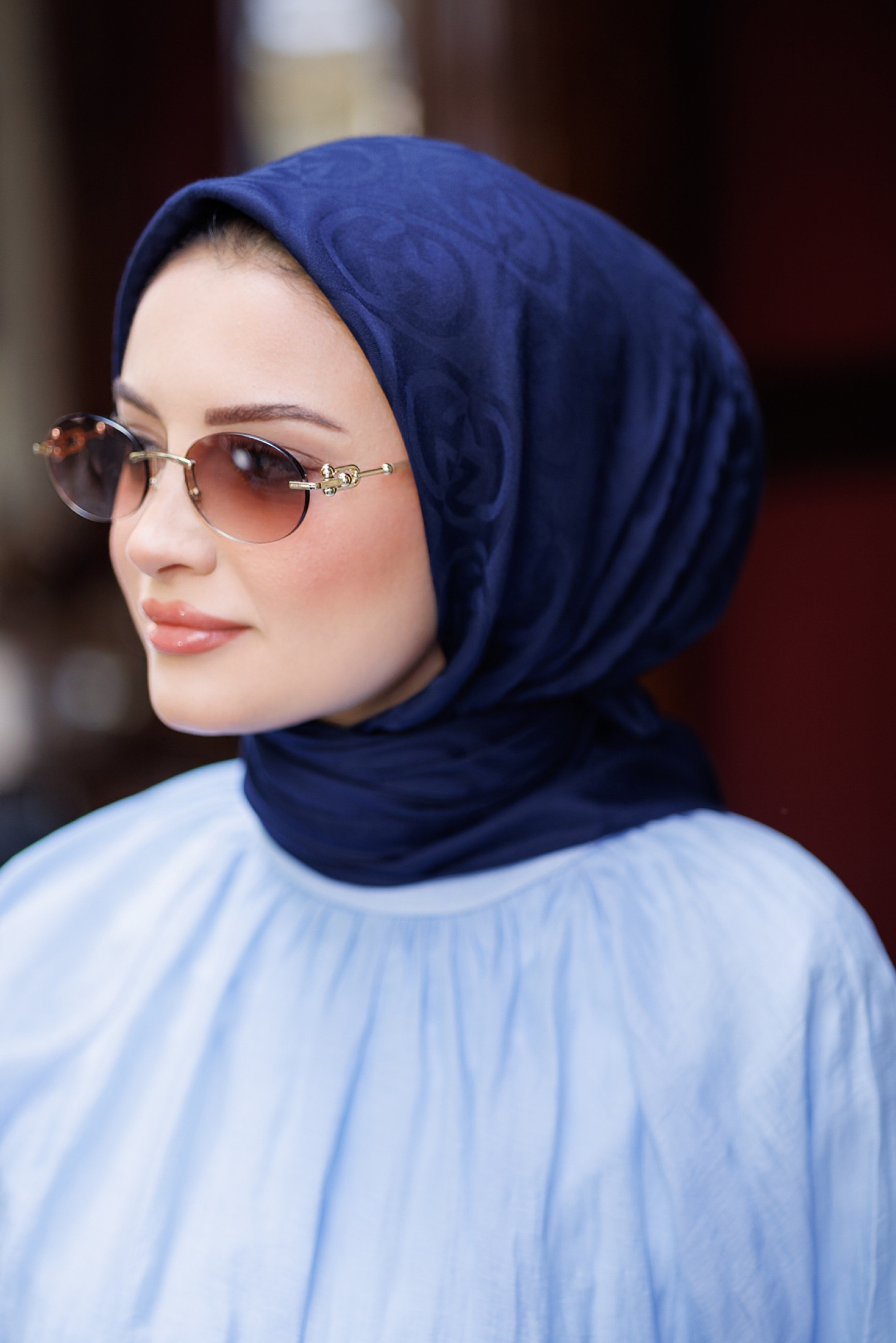 G DESEN EŞARP LACİVERT