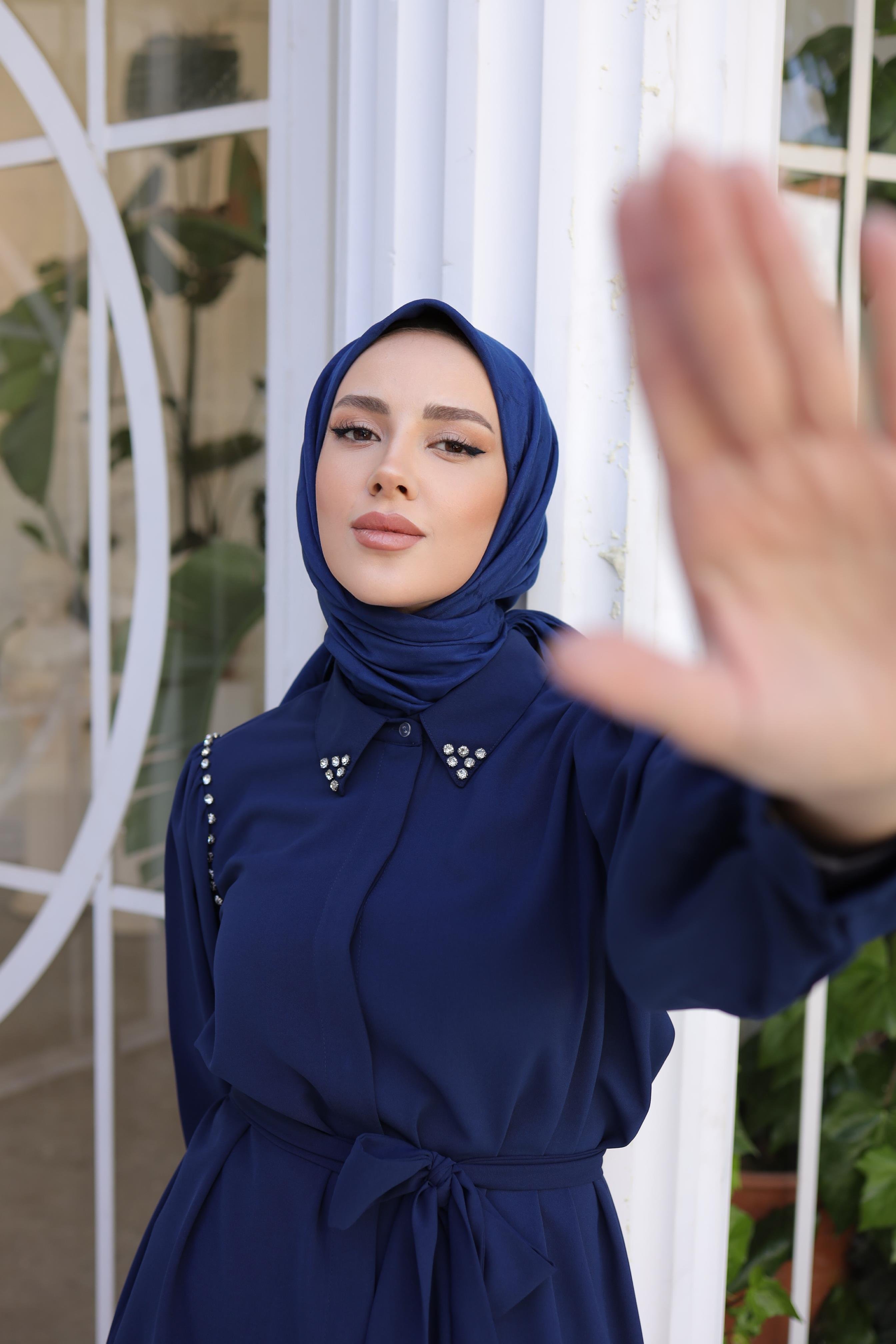 G DESEN EŞARP LACİVERT