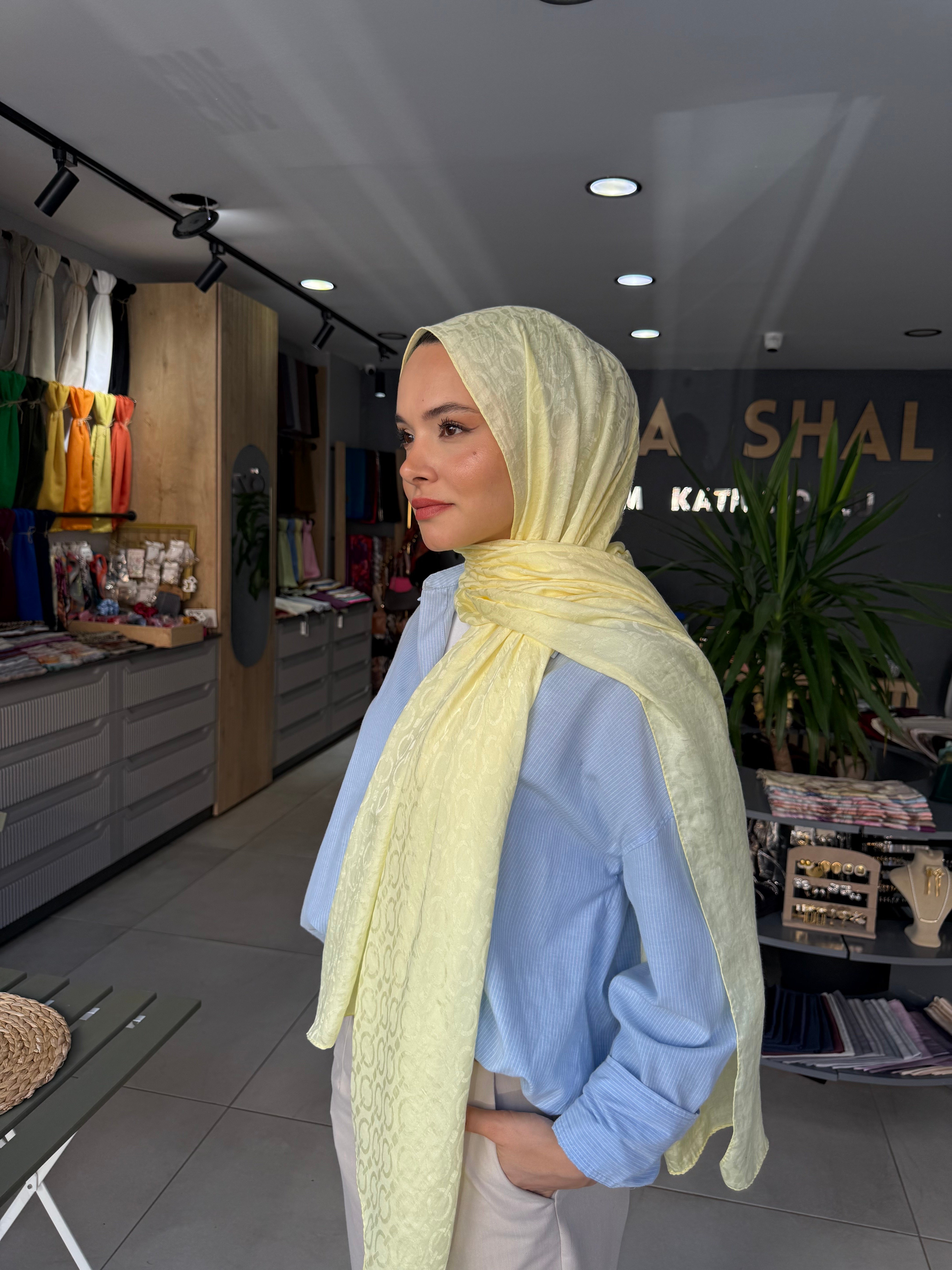 ZİNCİR DESEN TEREYAĞ SARISI ŞAL