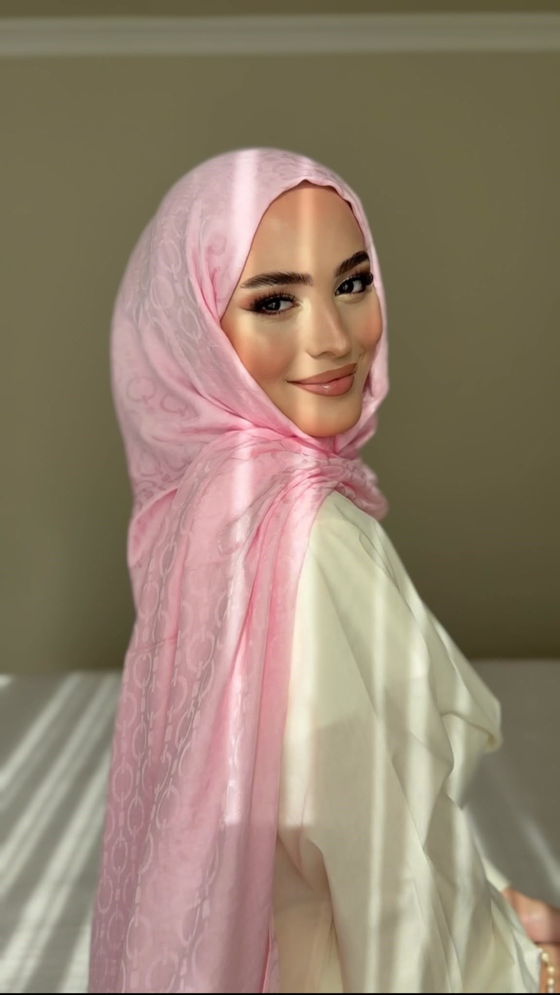 ZİNCİR DESEN TOZ PEMBE ŞAL
