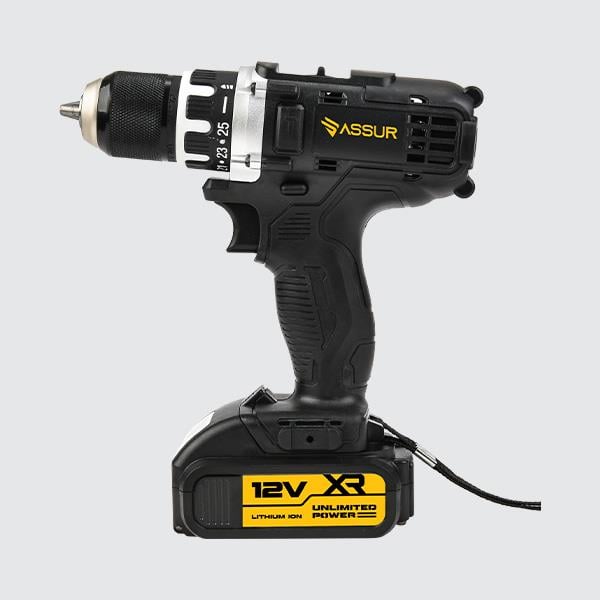 ASSUR Steel Chuck Cordless Drill Black