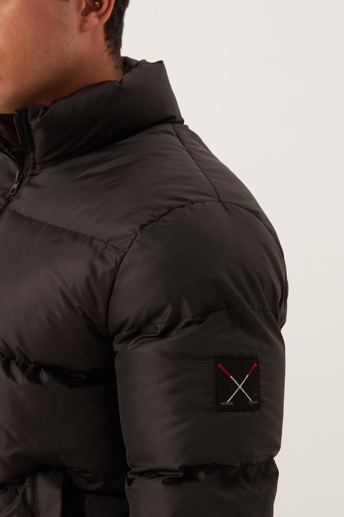 Erkek Regular Fit Şişme Mont Siyah