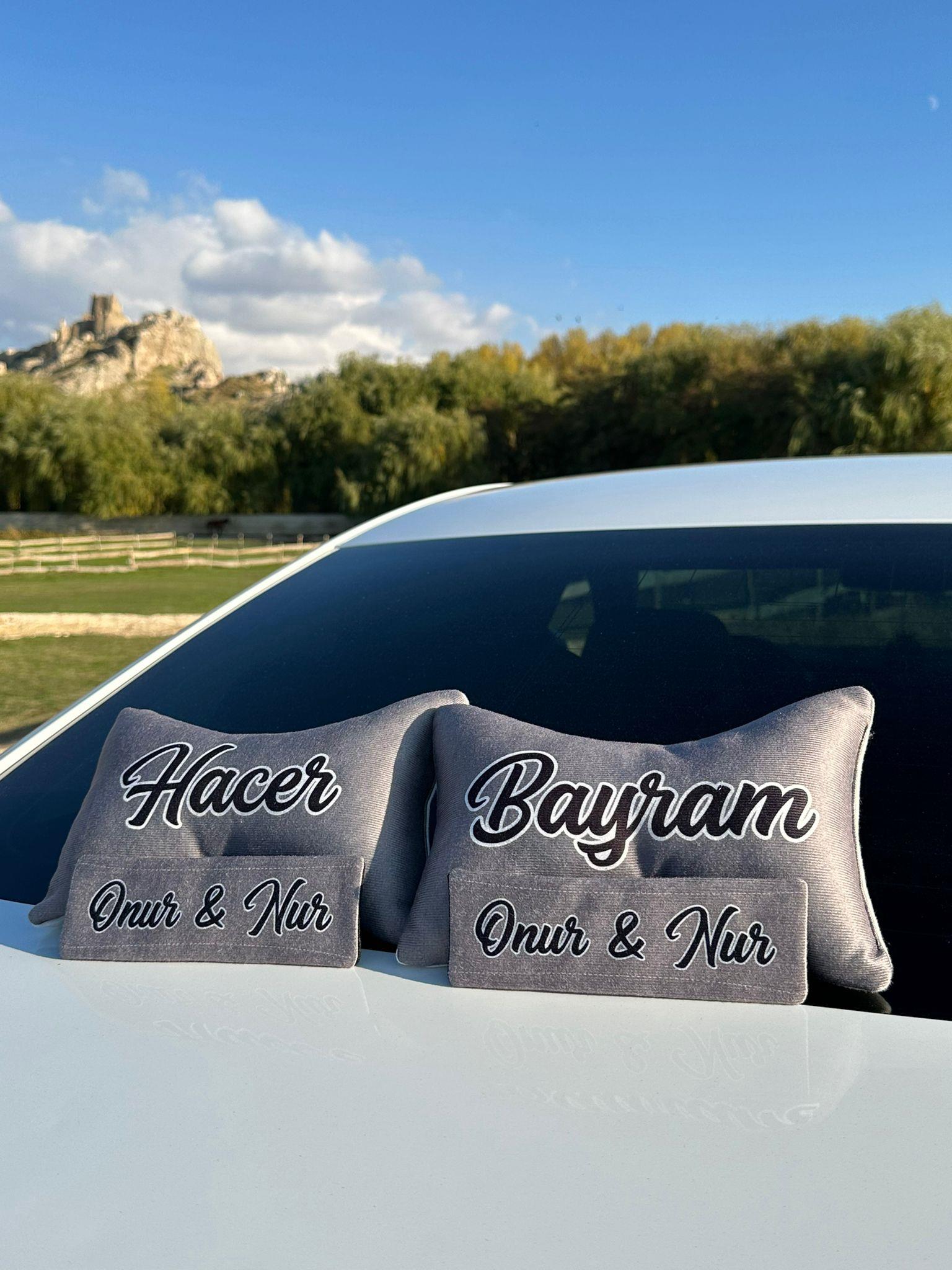 Çiftlere Özel Araç Boyun Yastığı & Kemer Kılıfı 2'li Set