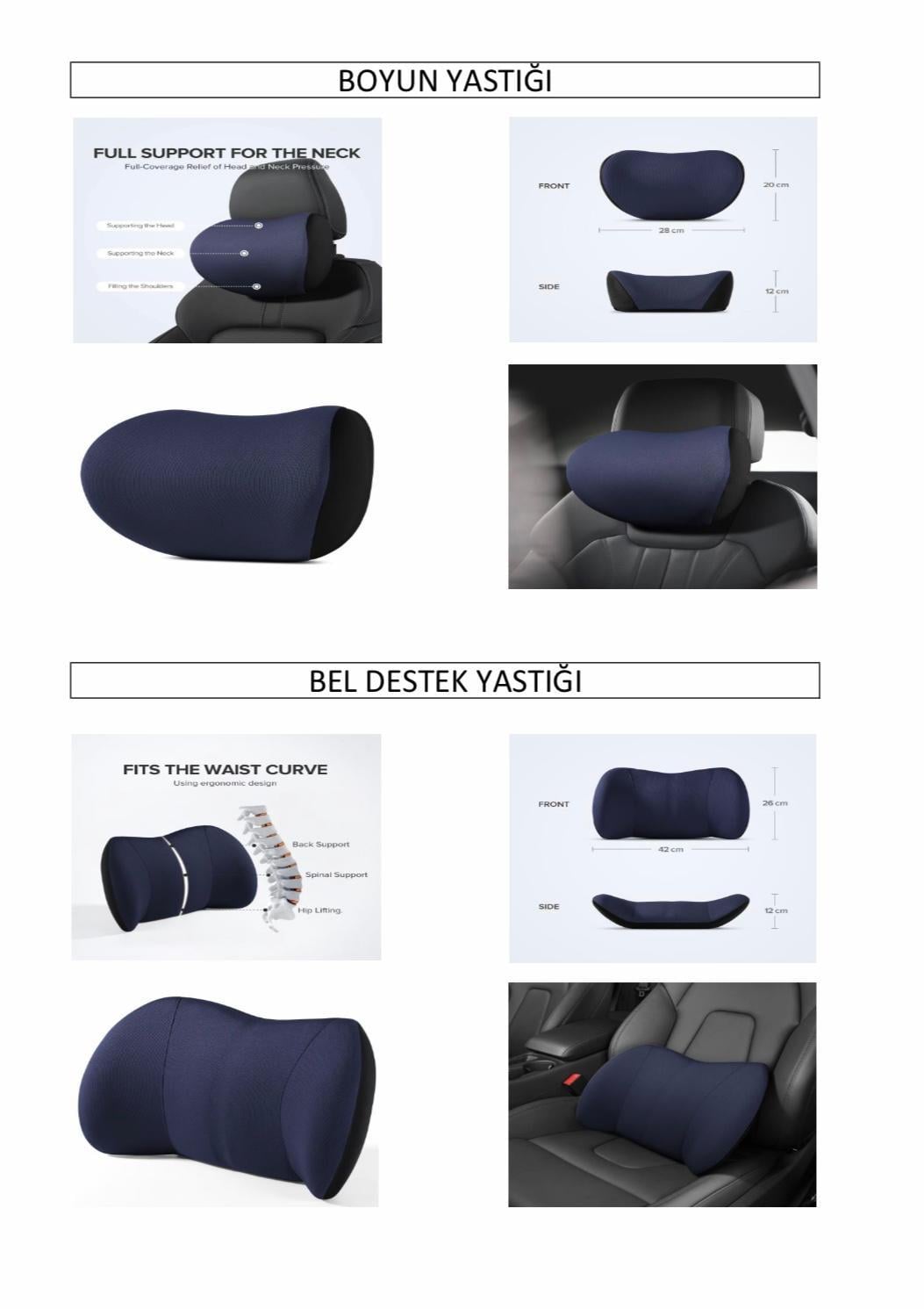 Memory Ortopedik Bel & Boyun Yastığı Seti Lacivert