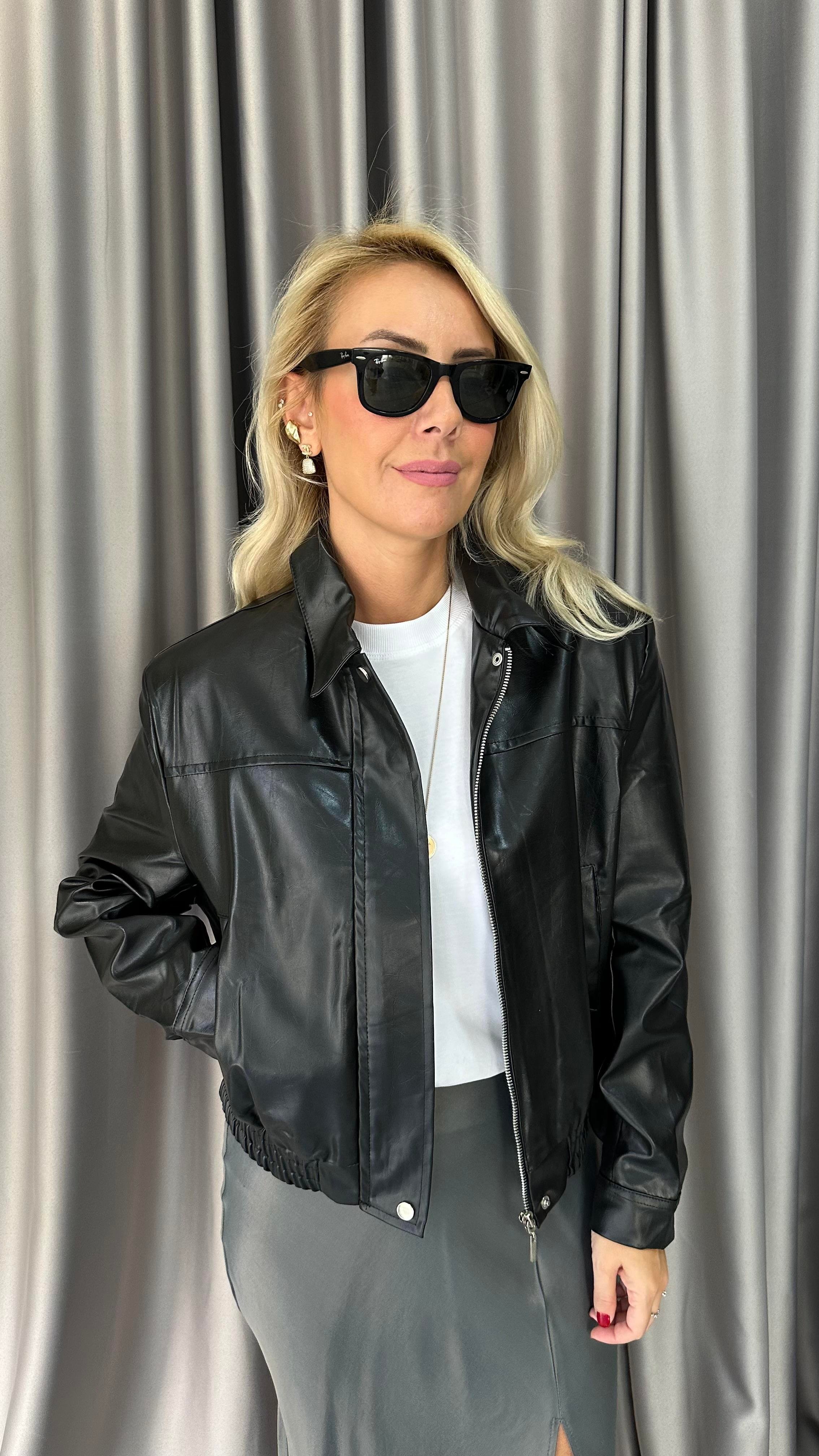 Deri Bomber Siyah Ceket