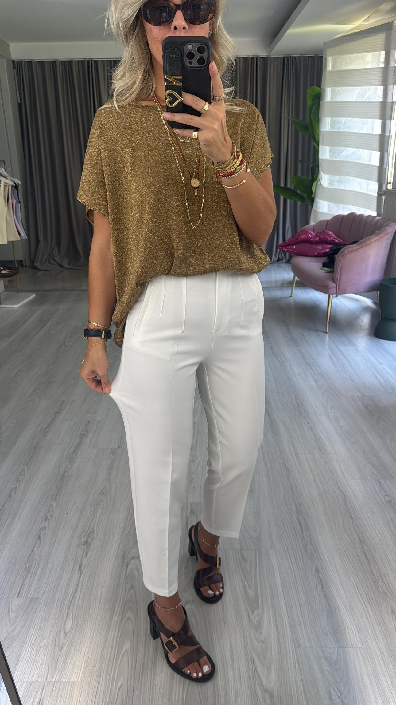 Flatolu Beyaz Pantolon