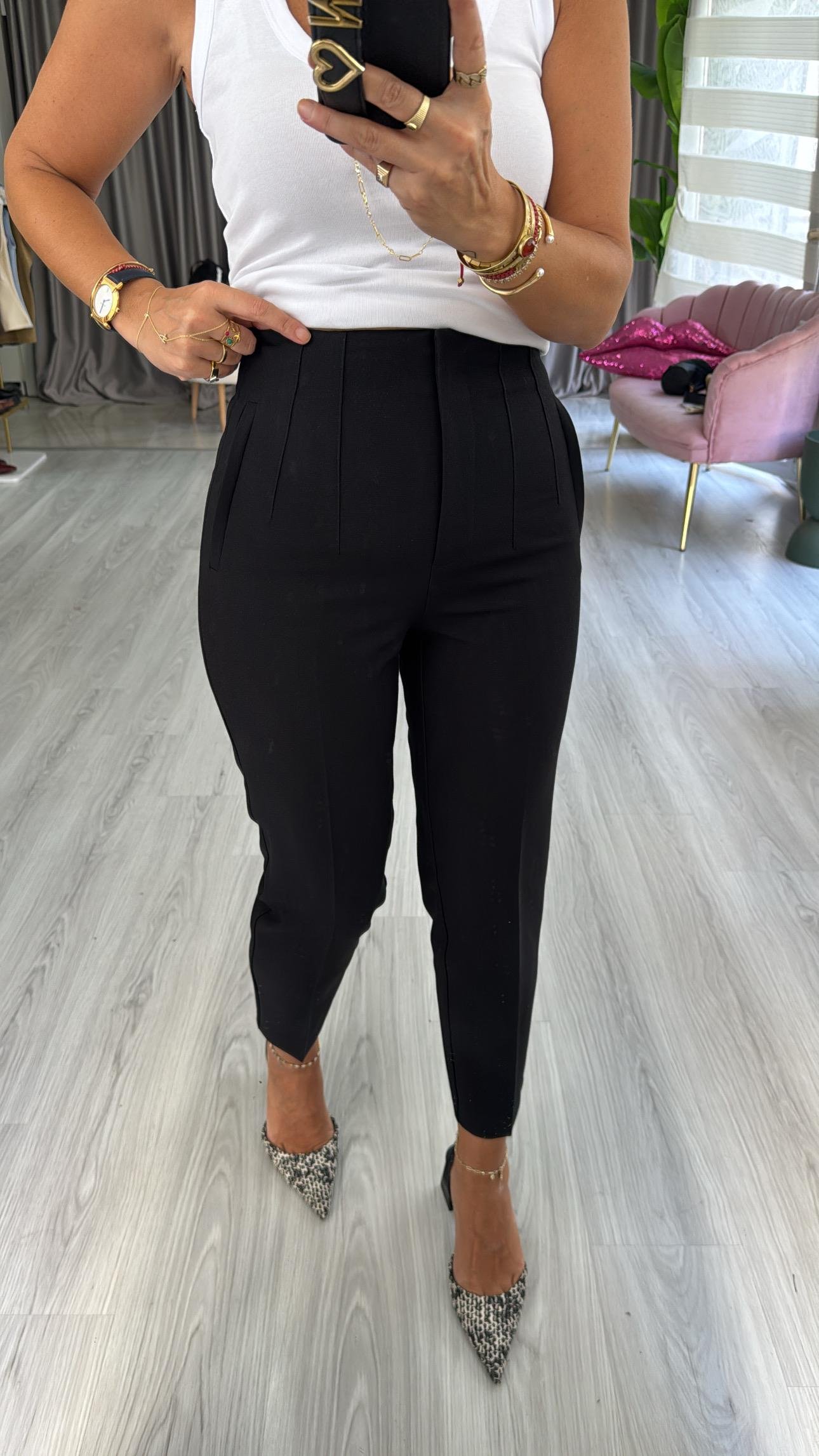 Flatolu Siyah Pantolon