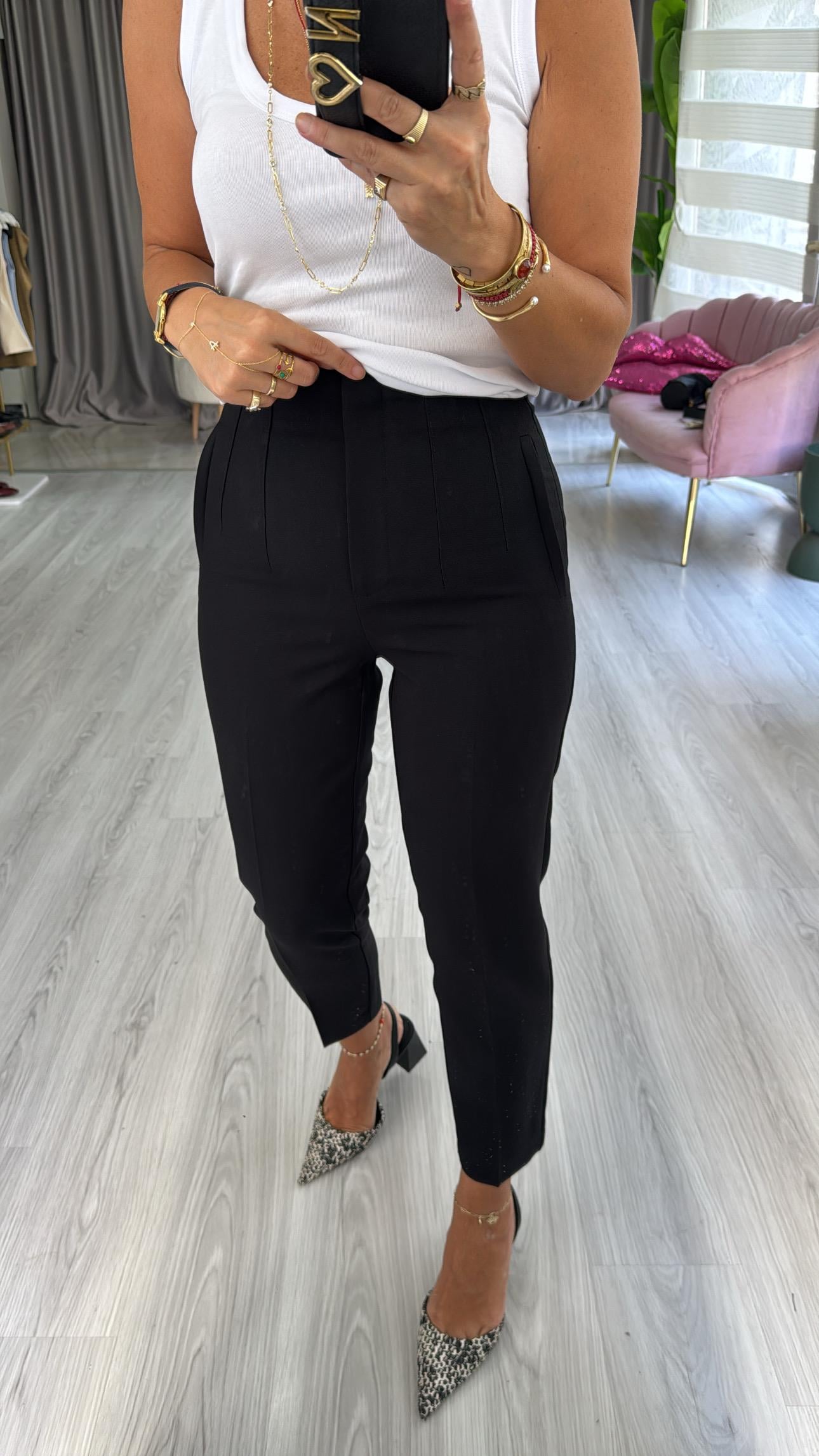 Flatolu Siyah Pantolon