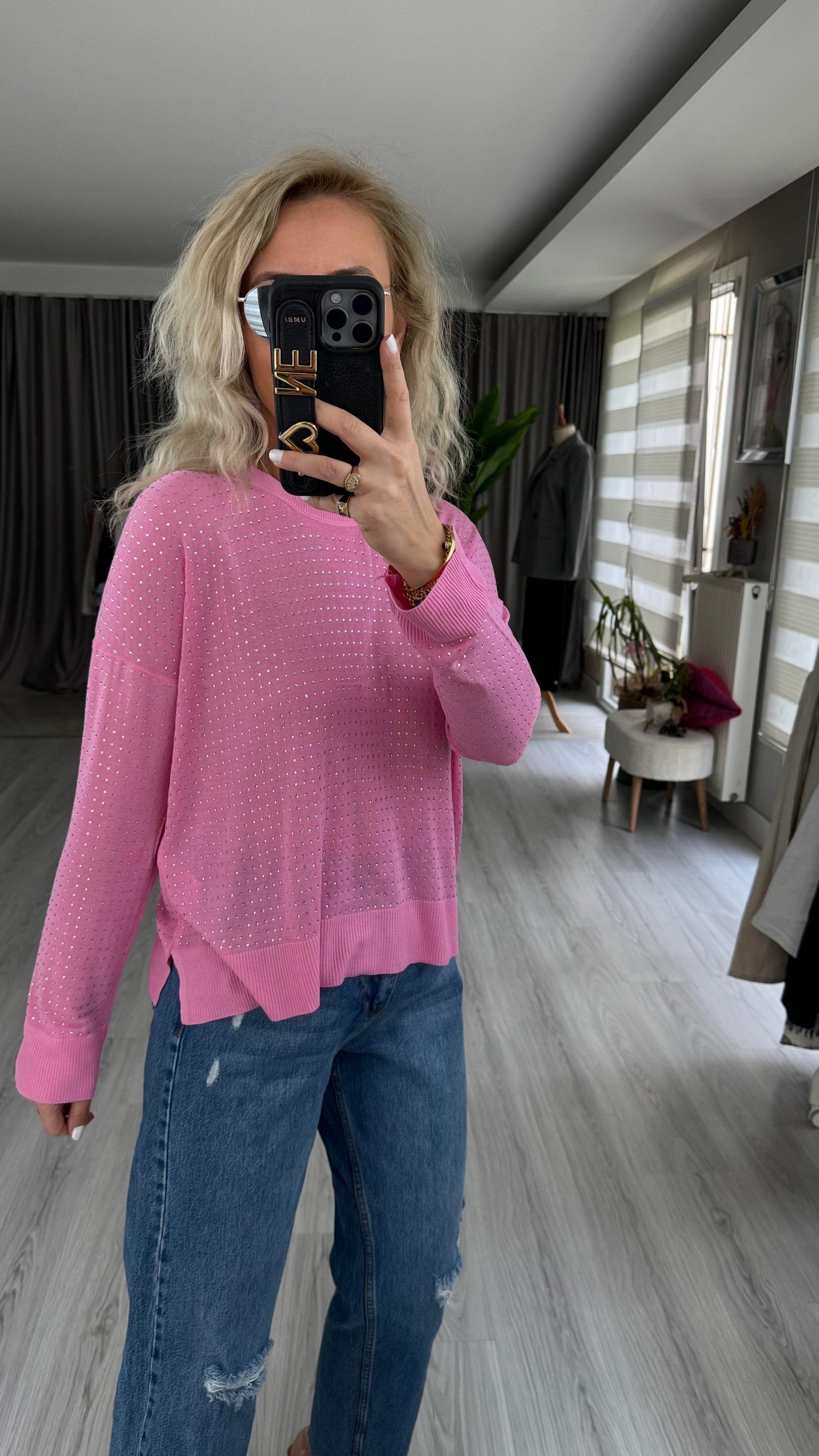 FULL TAŞLI PEMBE MERSERİZE