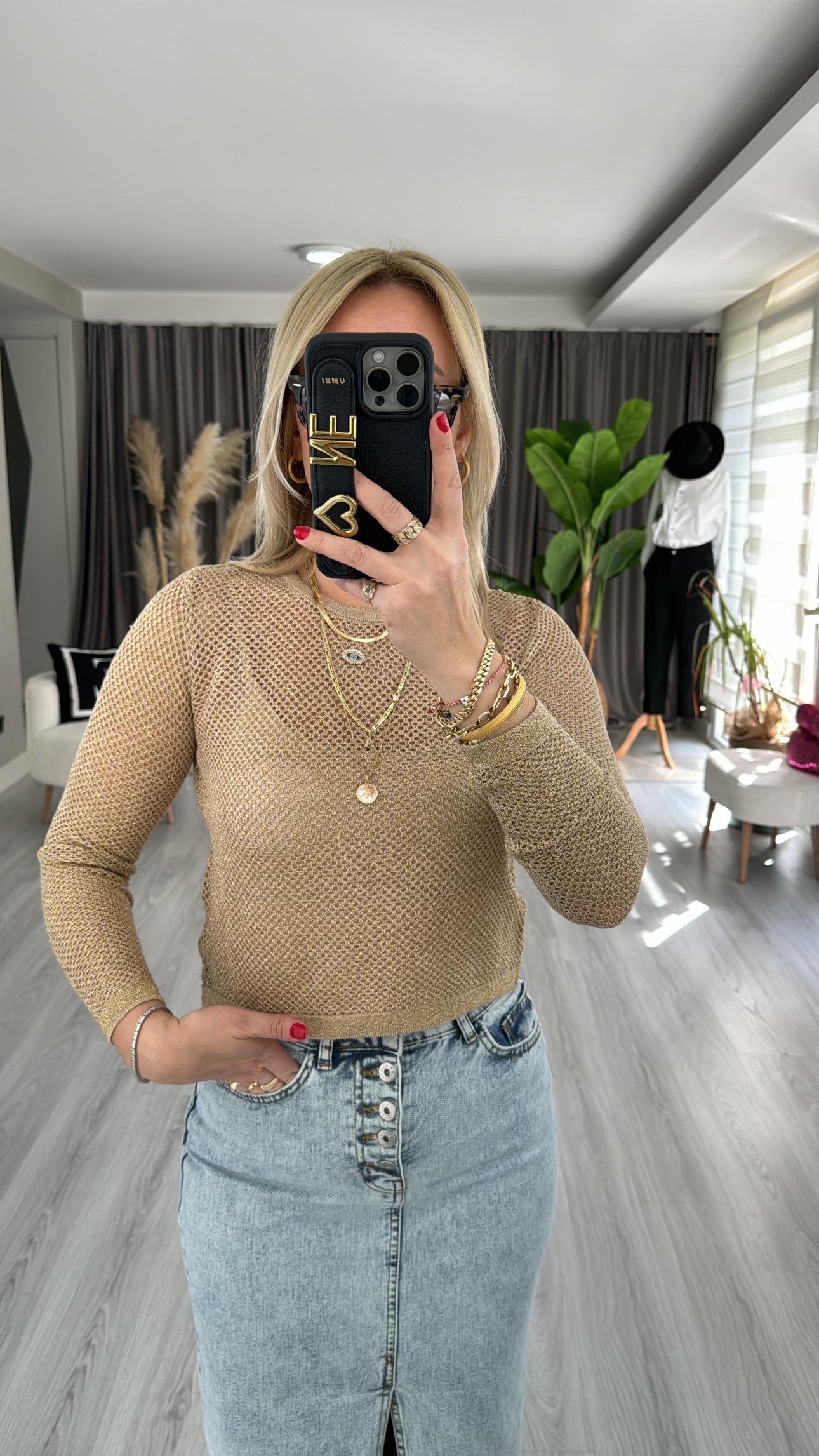 GOLD SİMLİ, AJURLU TRİKO