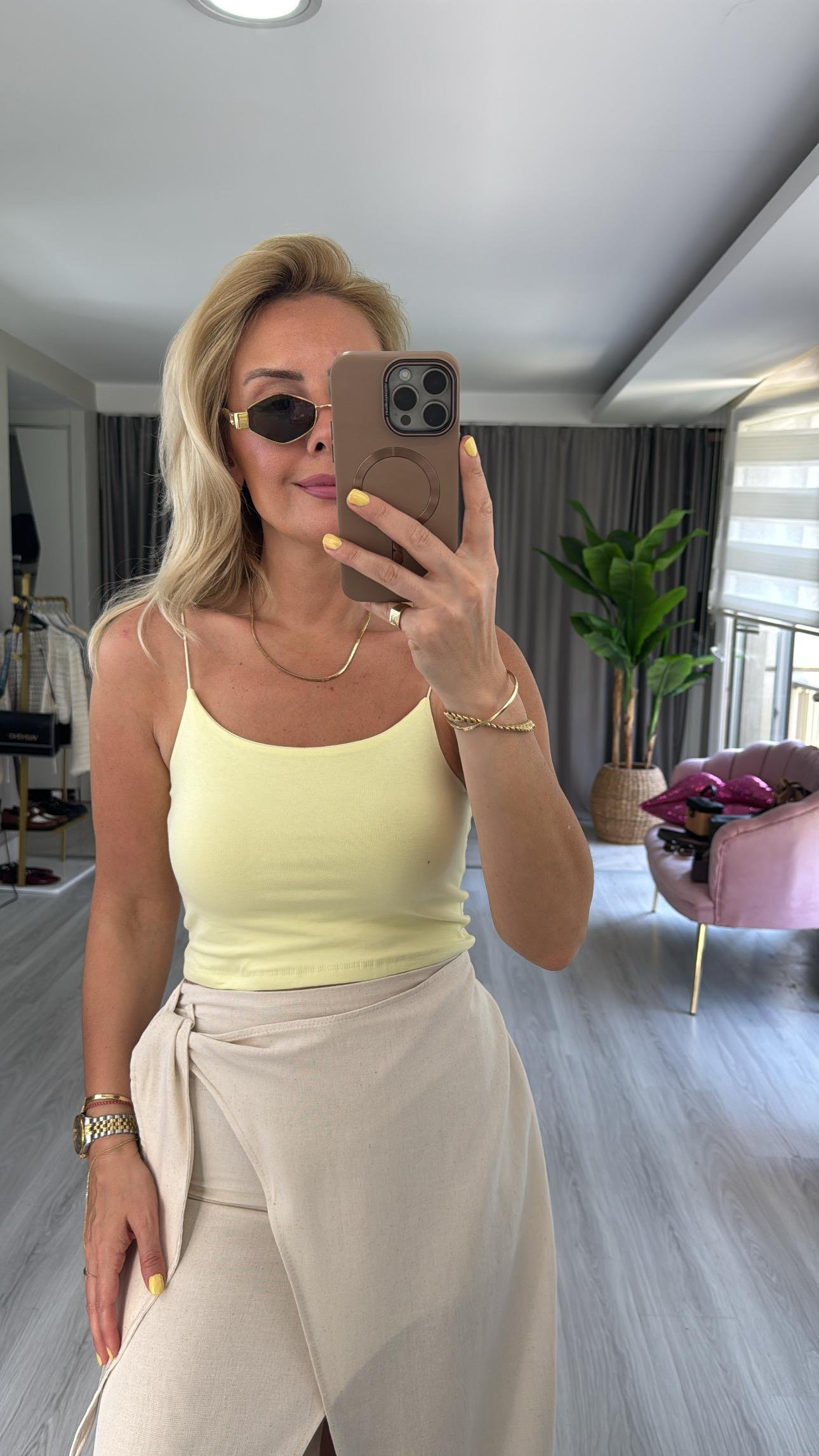 İp Askılı Sarı Basic Crop