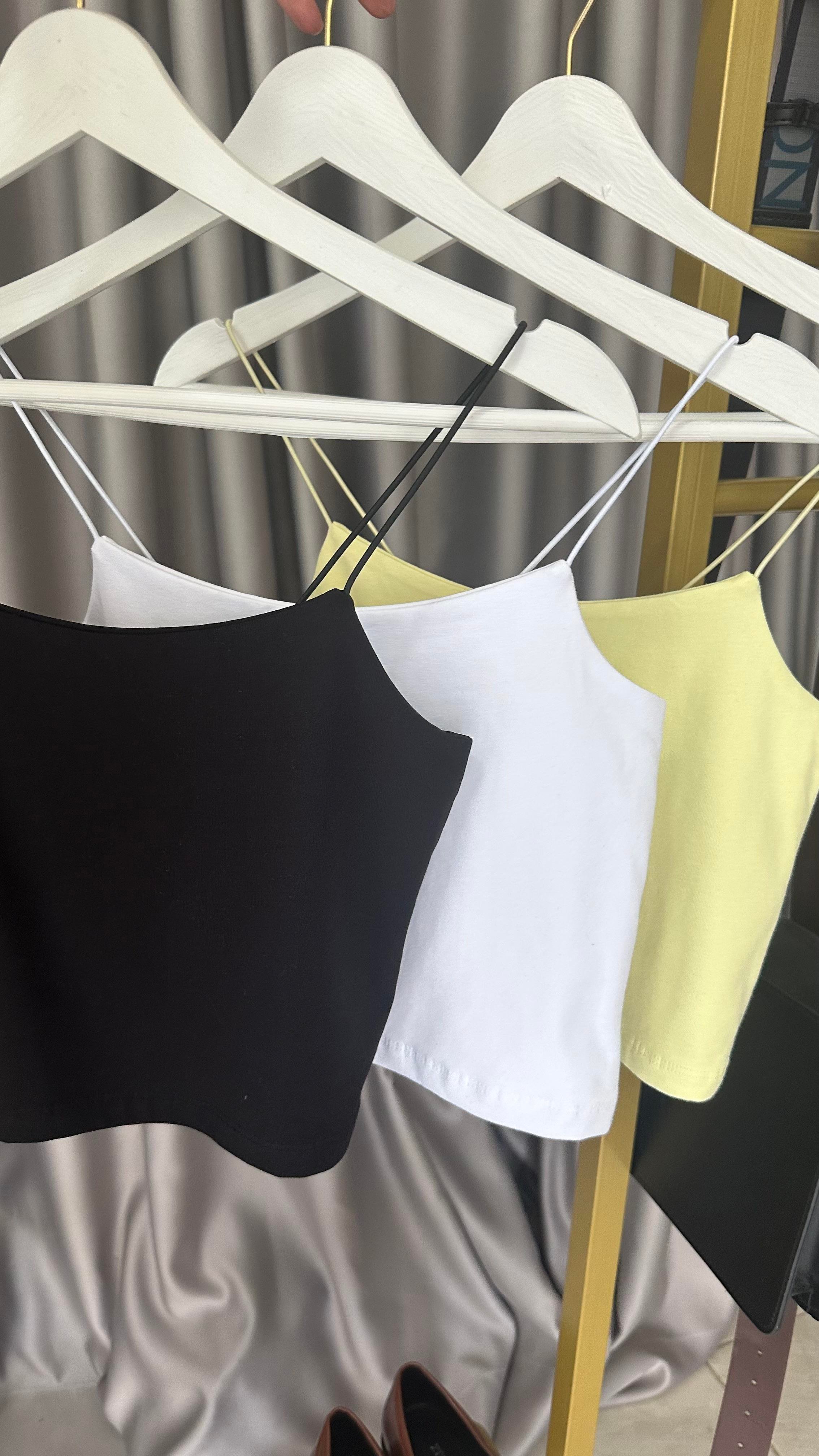 İp Askılı Siyah Basic Crop