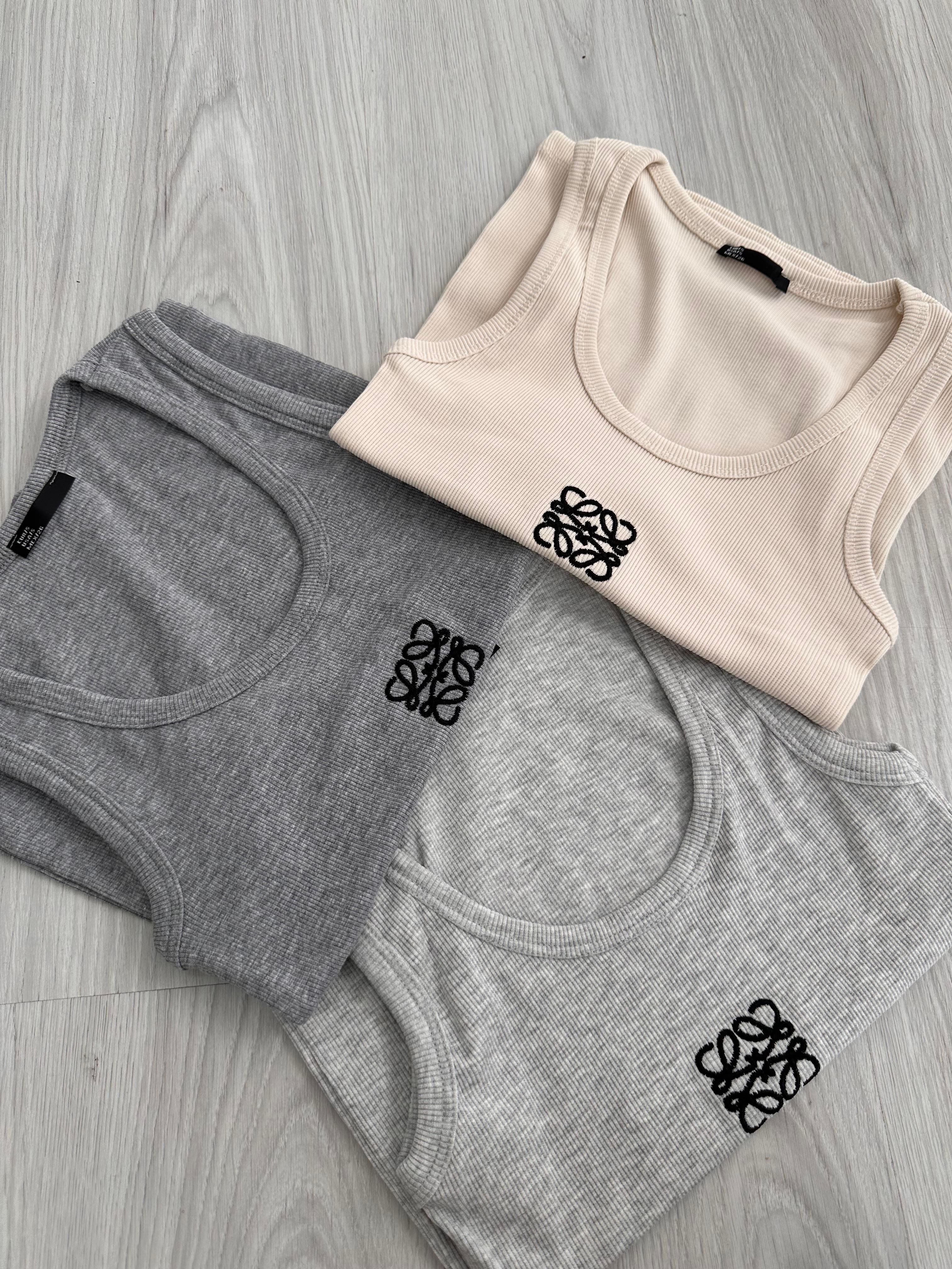 MARKA LOGOLU FİTİLLİ BEJ ATLET