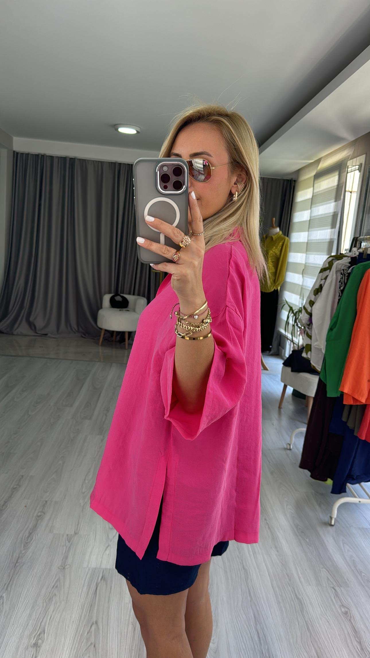 MODAL KUMAŞ TİRİL BASİC PEMBE GÖMLEK