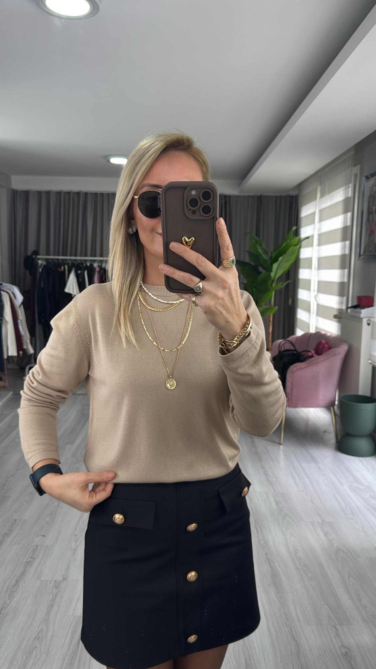 Orijinal Marka Bej Basic Triko