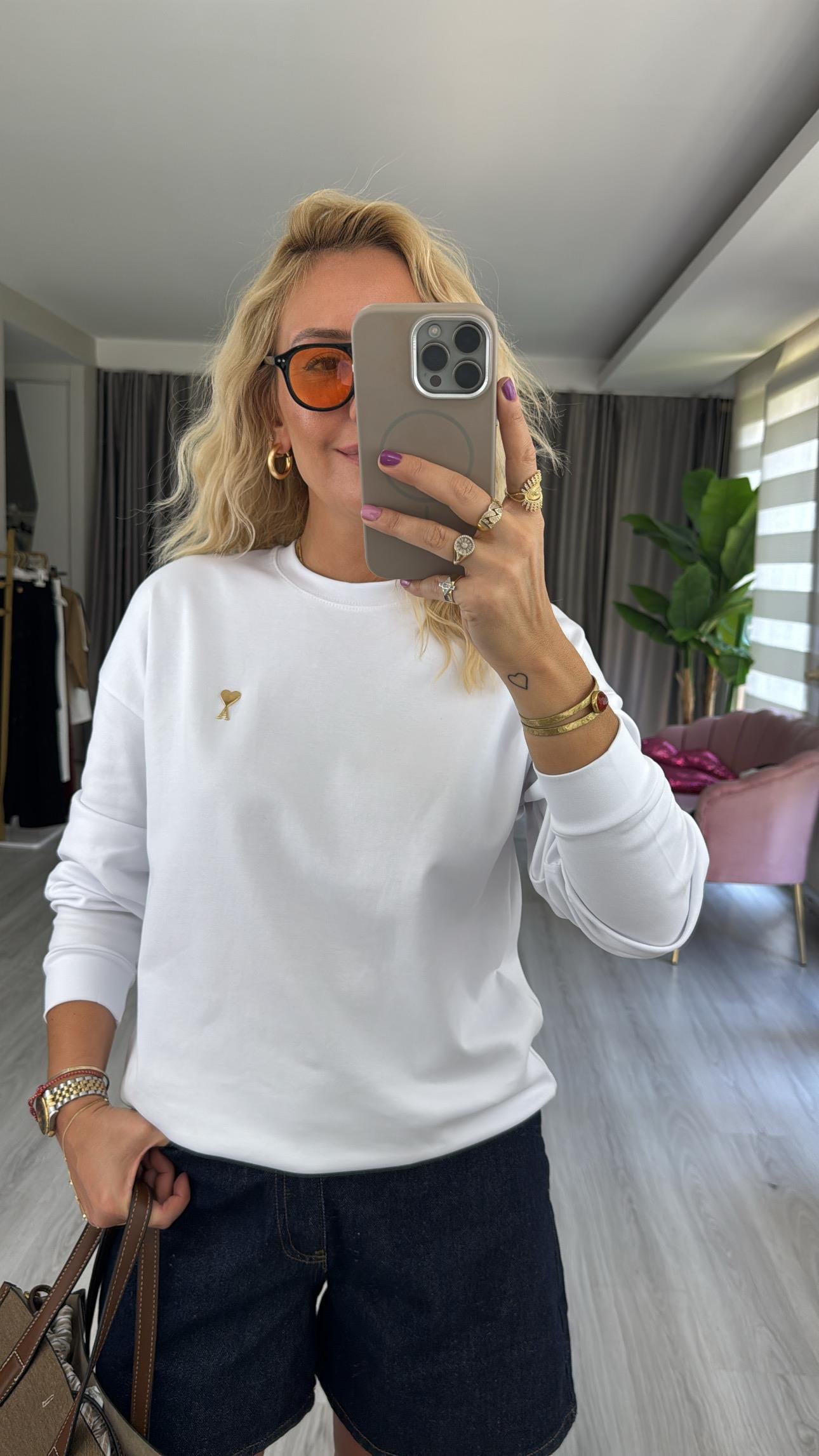 Orijinal Marka Beyaz Sweatshirt