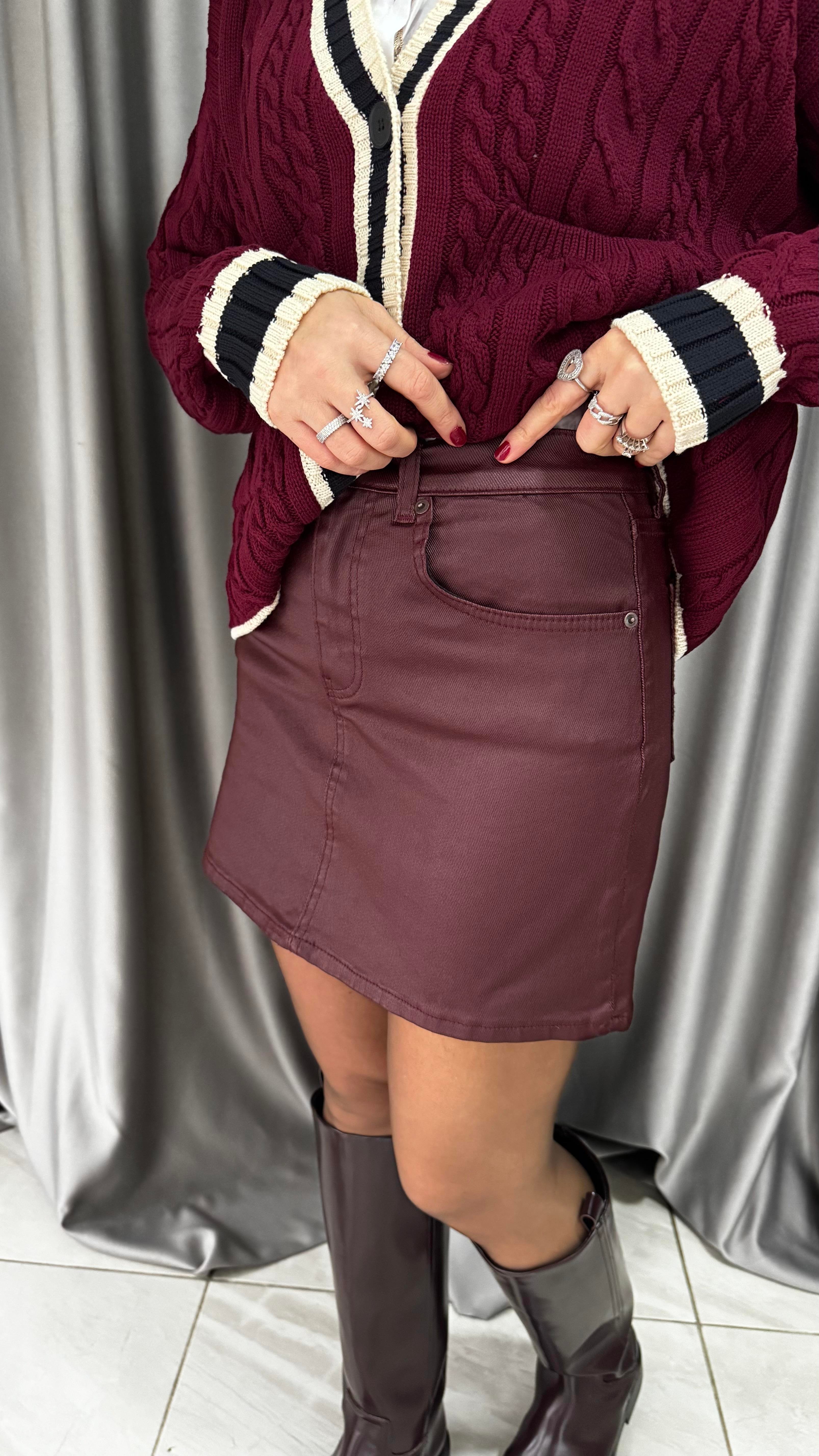 Orijinal Marka Bordo Mumlu Etek