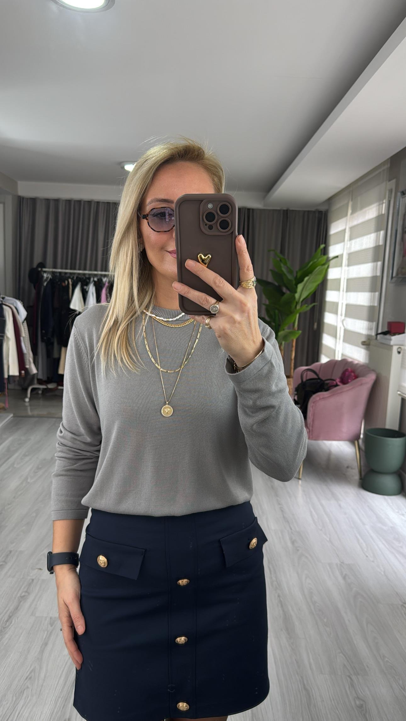 Orijinal Marka Gri Basic Triko