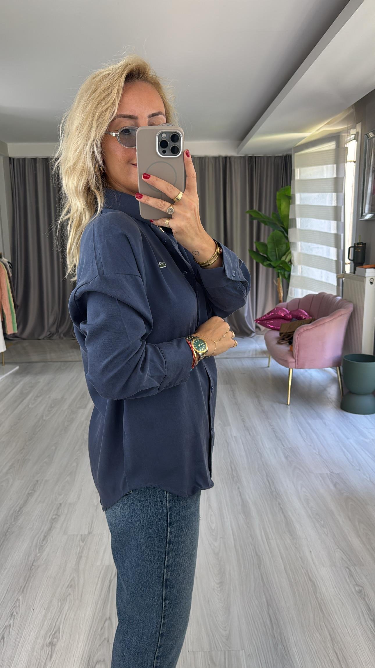 Orijinal Marka Lacivert Gömlek