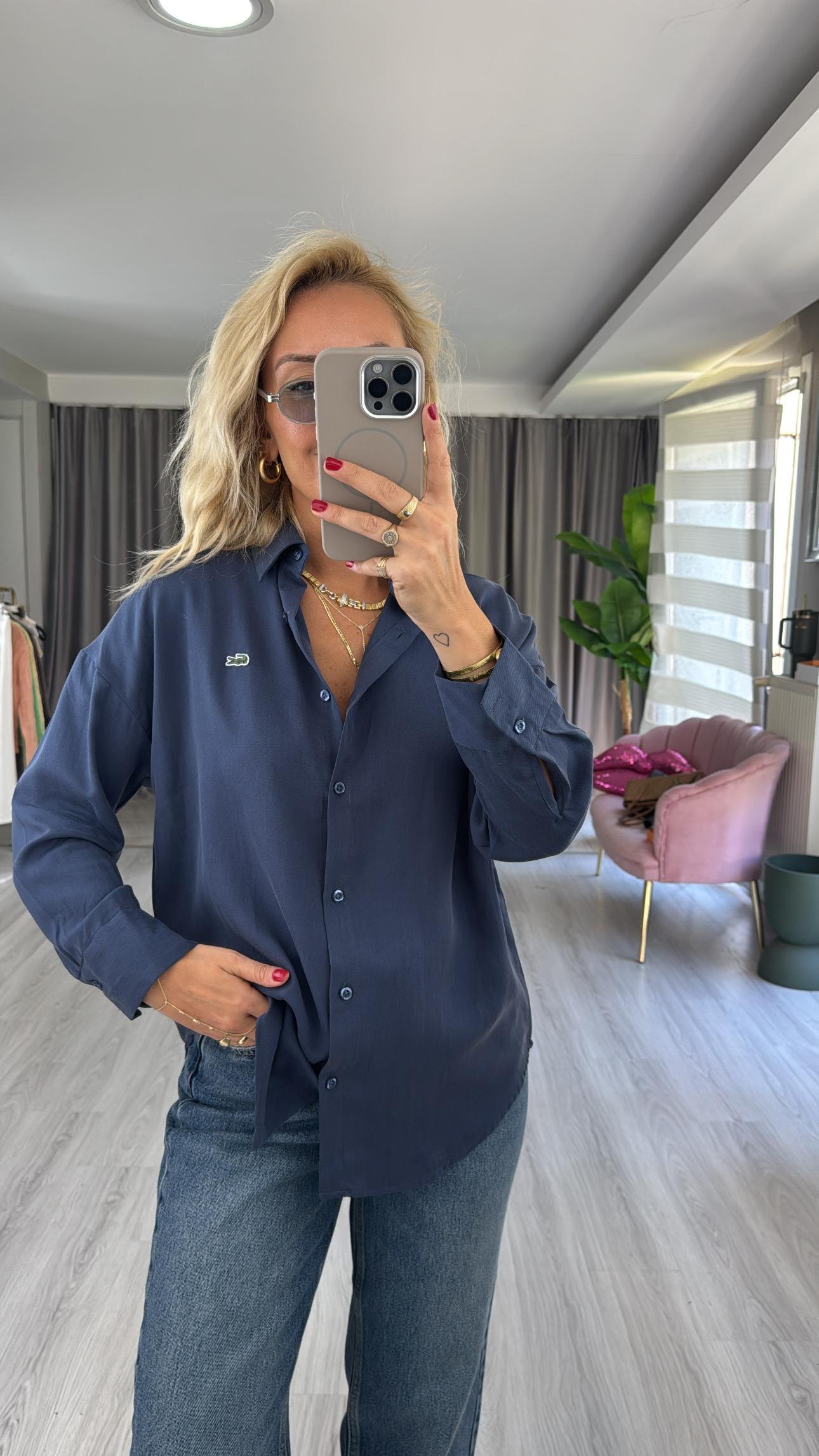 Orijinal Marka Lacivert Gömlek