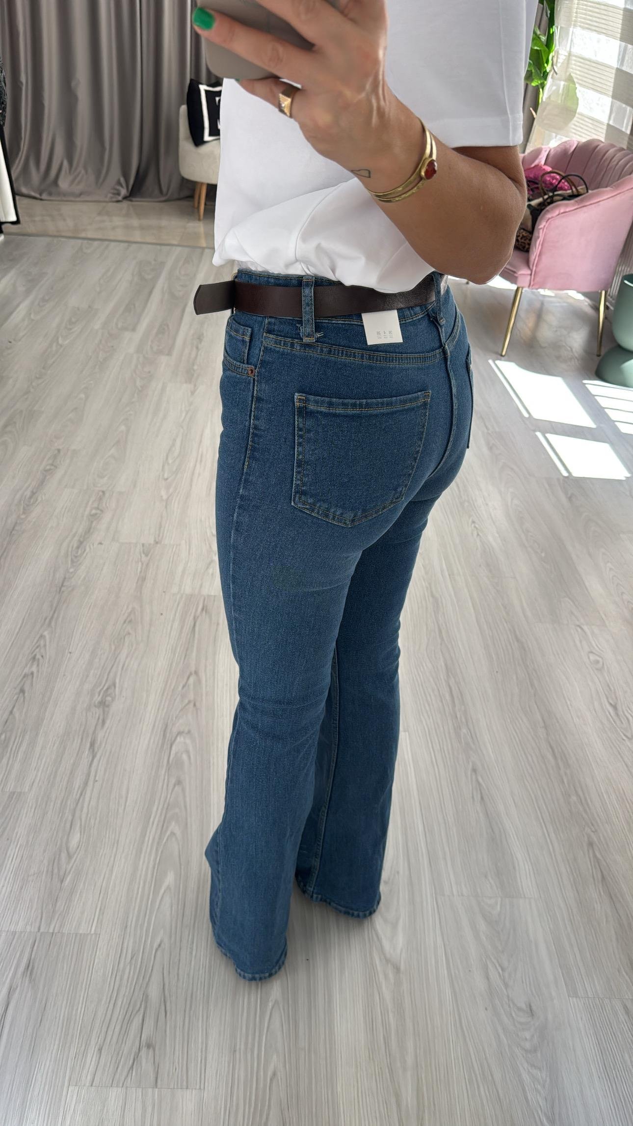 Orijinal Marka Likralı İspanyol Paça Mavi Jean