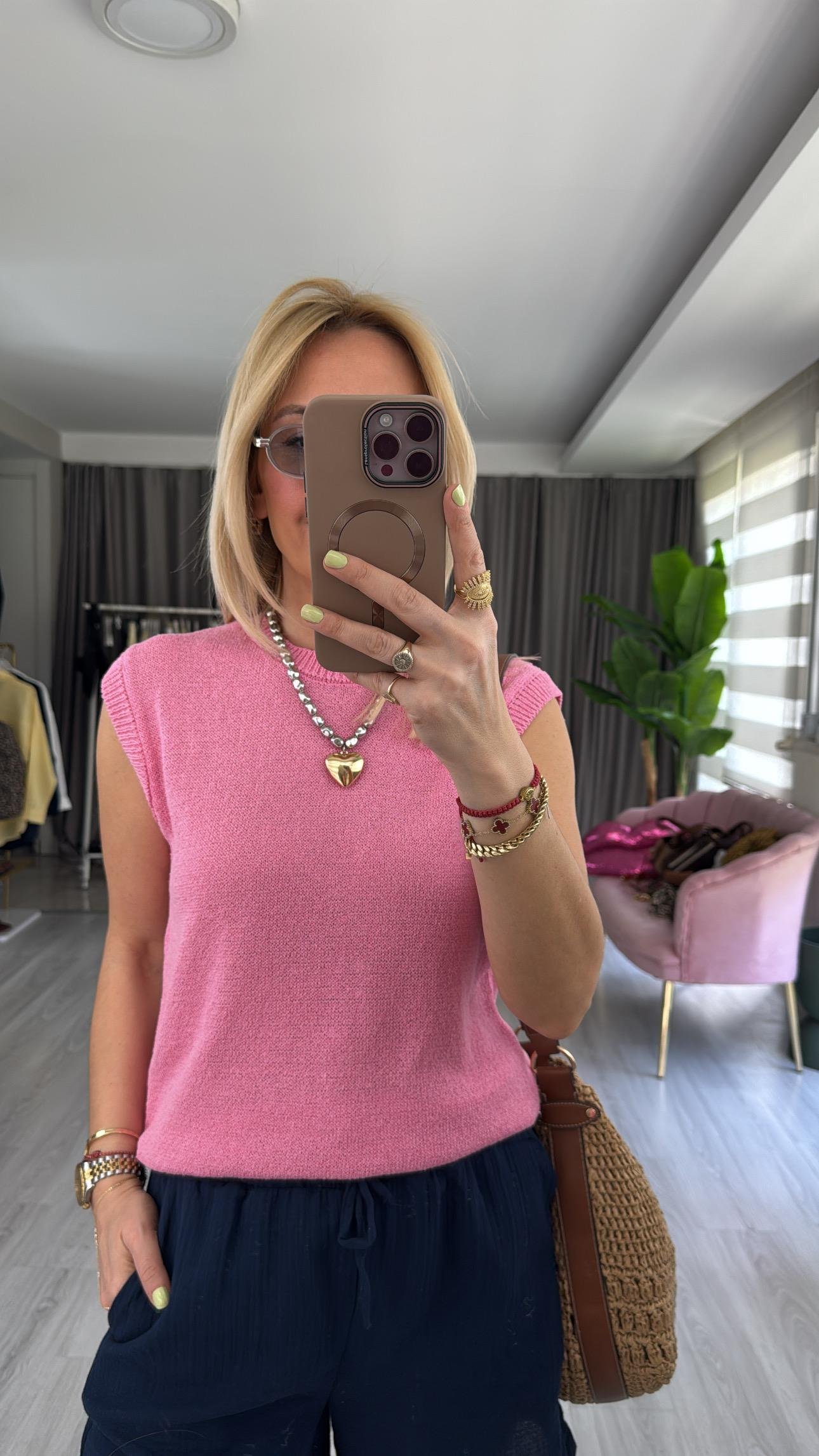 Orijinal Marka Pembe Merserize Triko