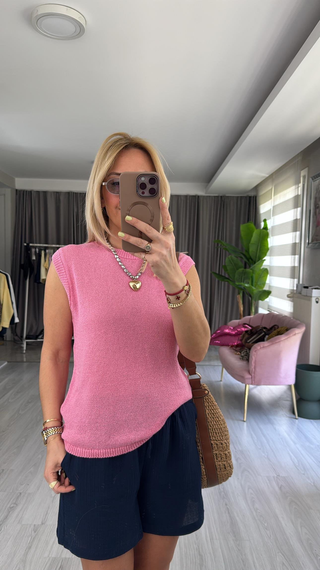 Orijinal Marka Pembe Merserize Triko